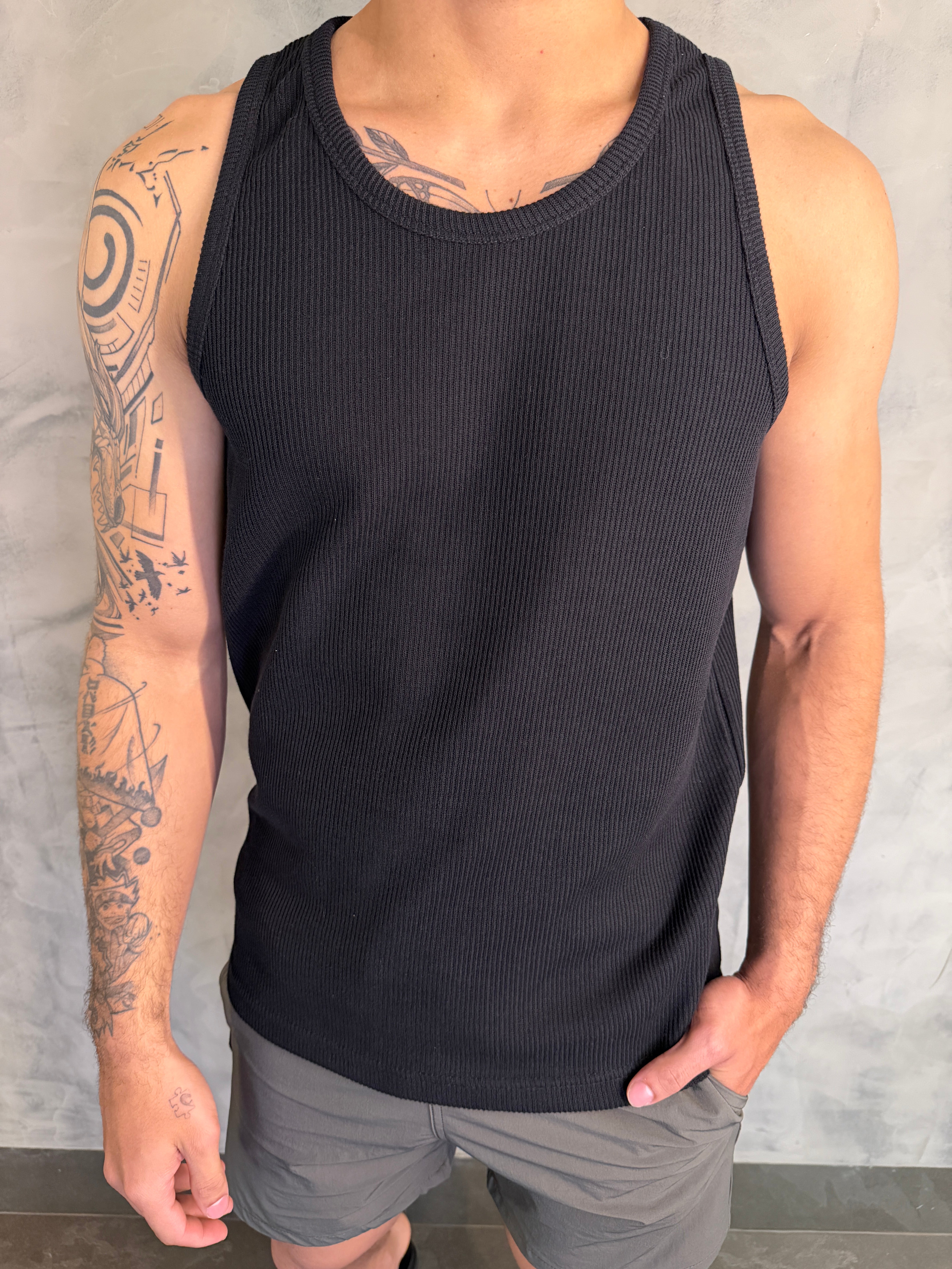 REGATA TRICOT BÁSICA KINGEJOE PRETO