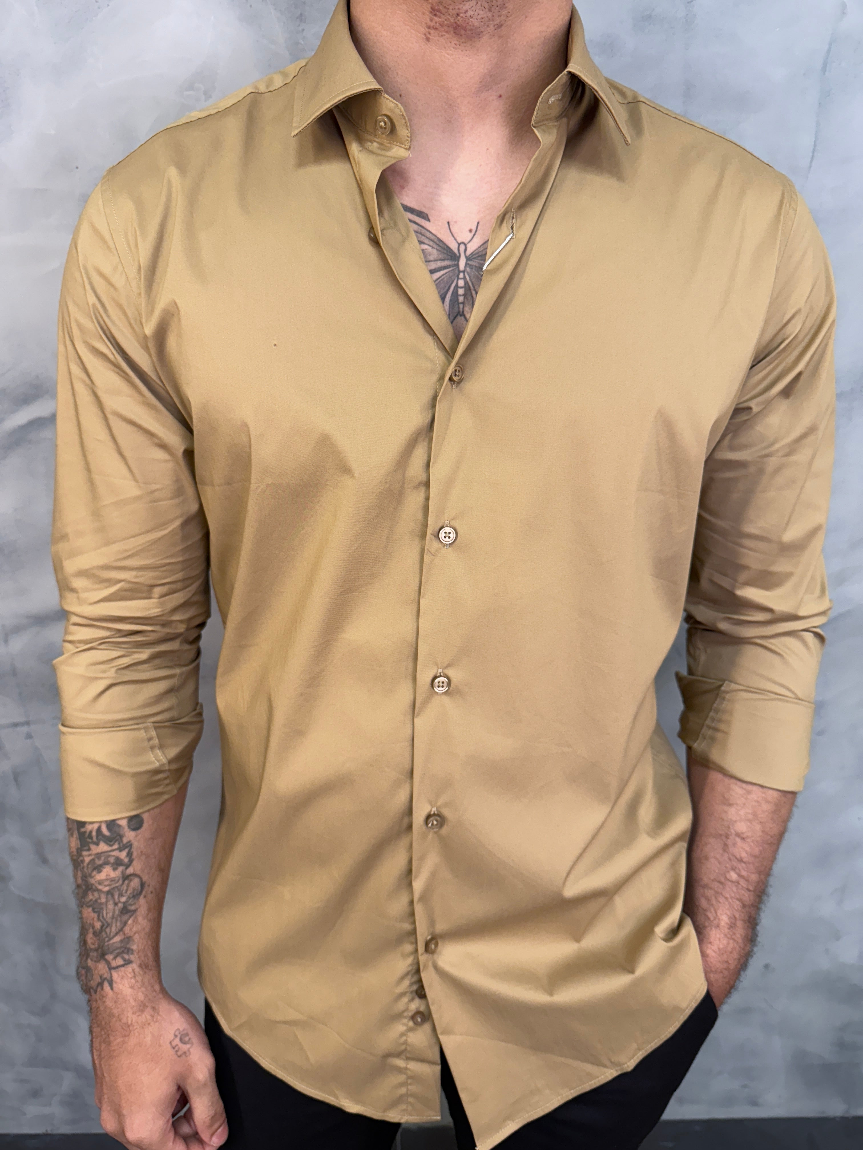 CAMISA M/L ALGODÃO TECH ZAFFERANO BEGE