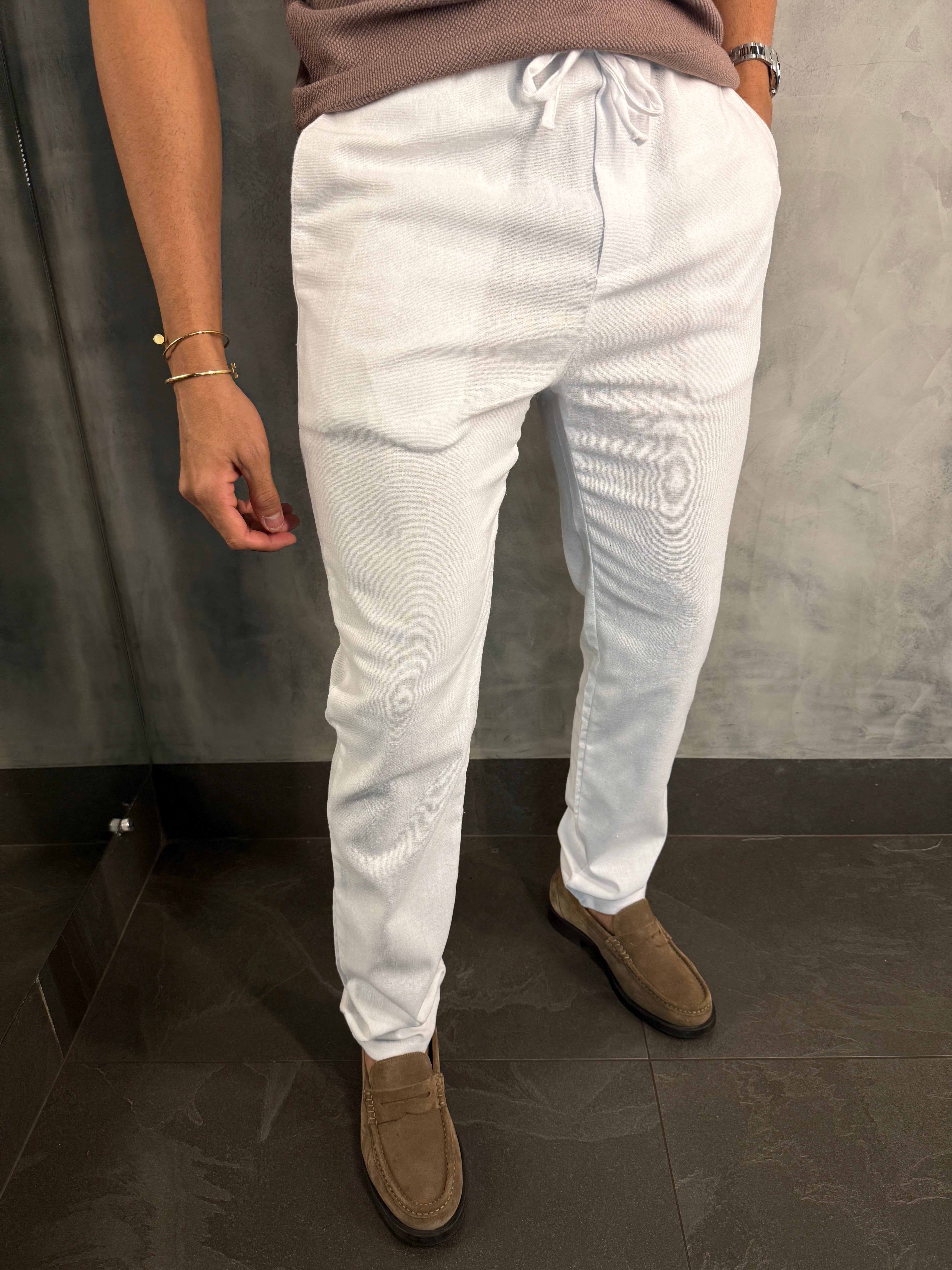 CALÇA CÓS ELÁSTICO KINGSTON PONTO H BRANCO