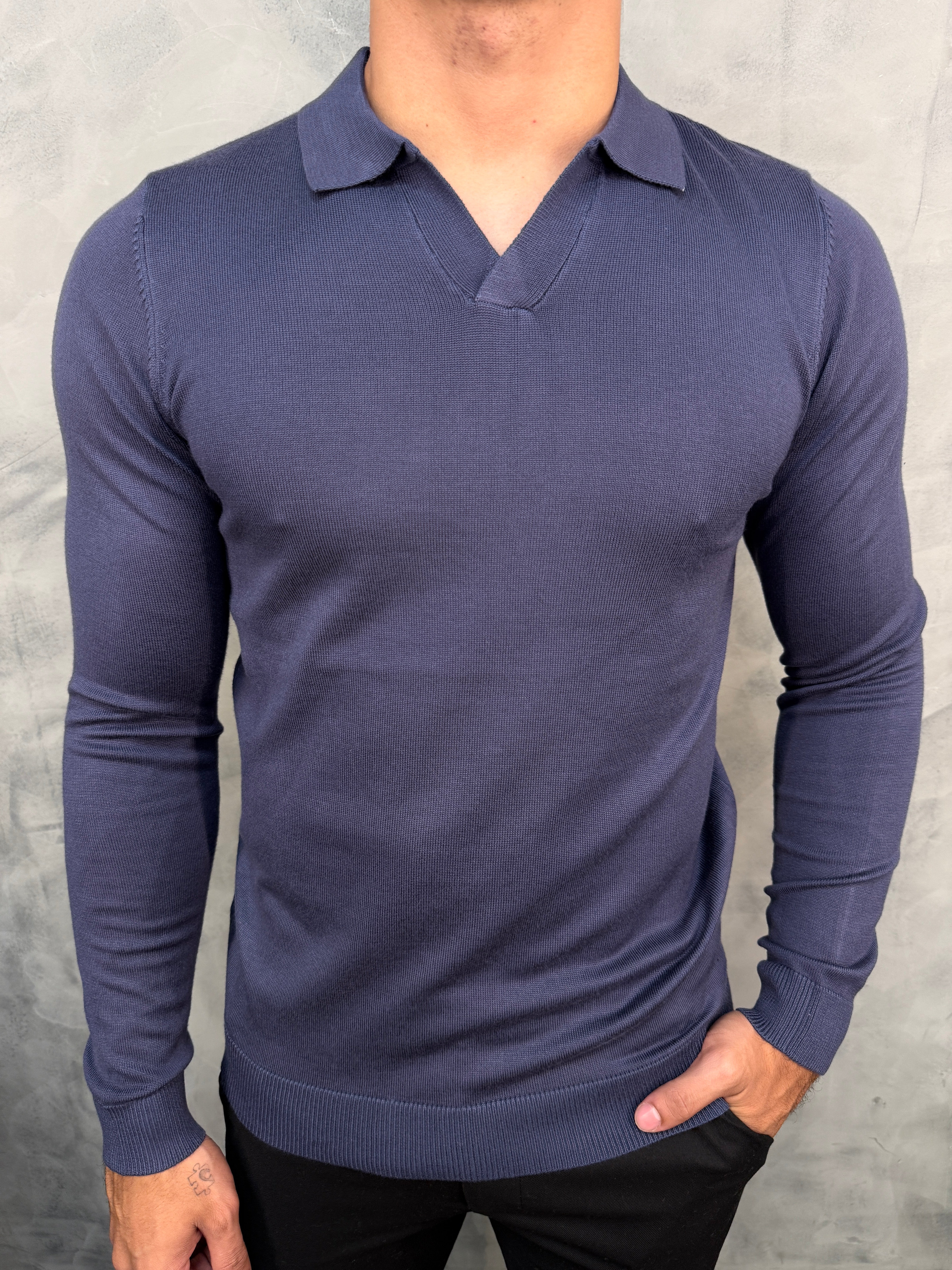 POLO TRICOT GOLA V M/L PONTO H