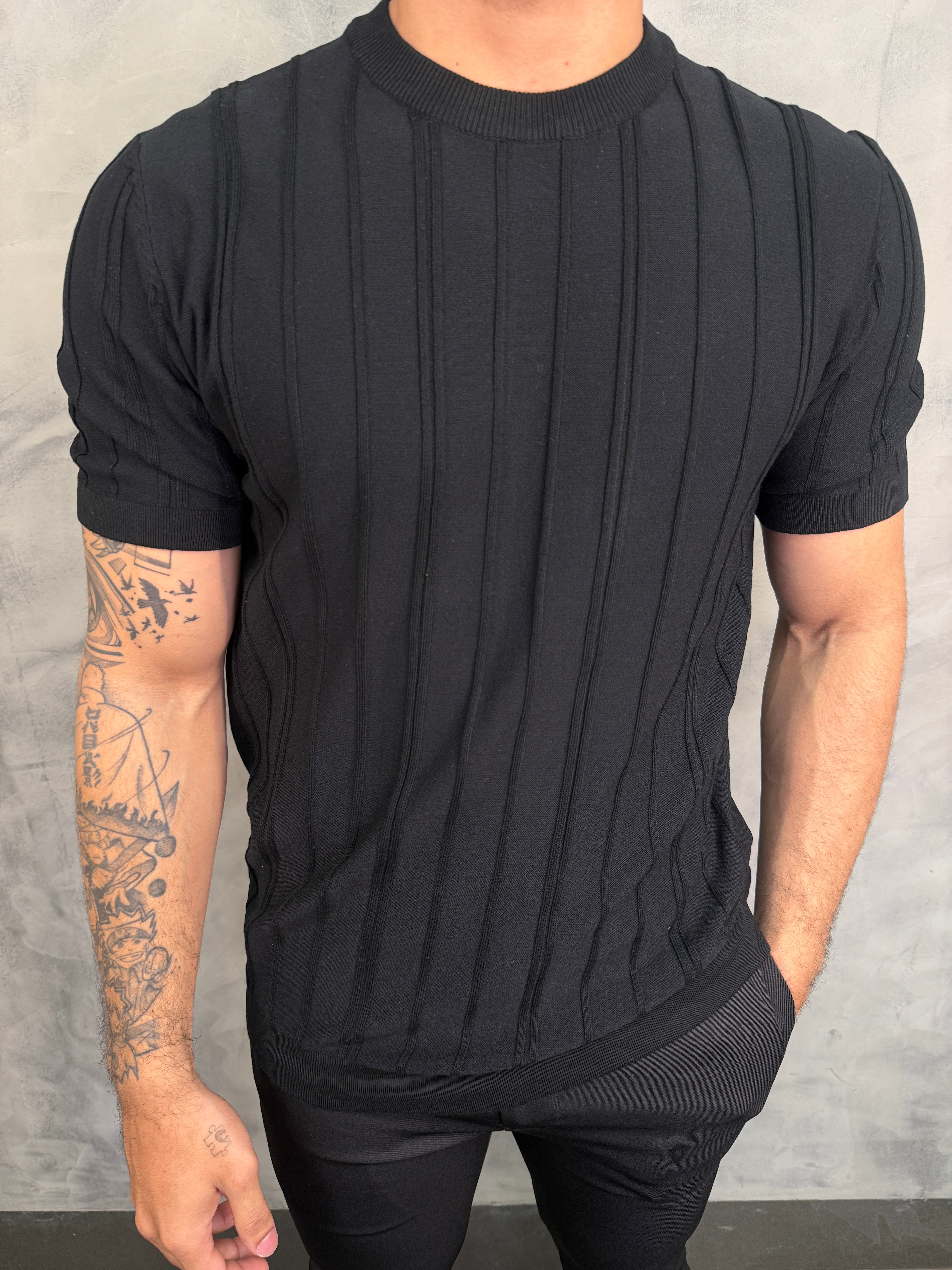 CAMISETA TRICOT TEXTURA CANELADA PONTO H