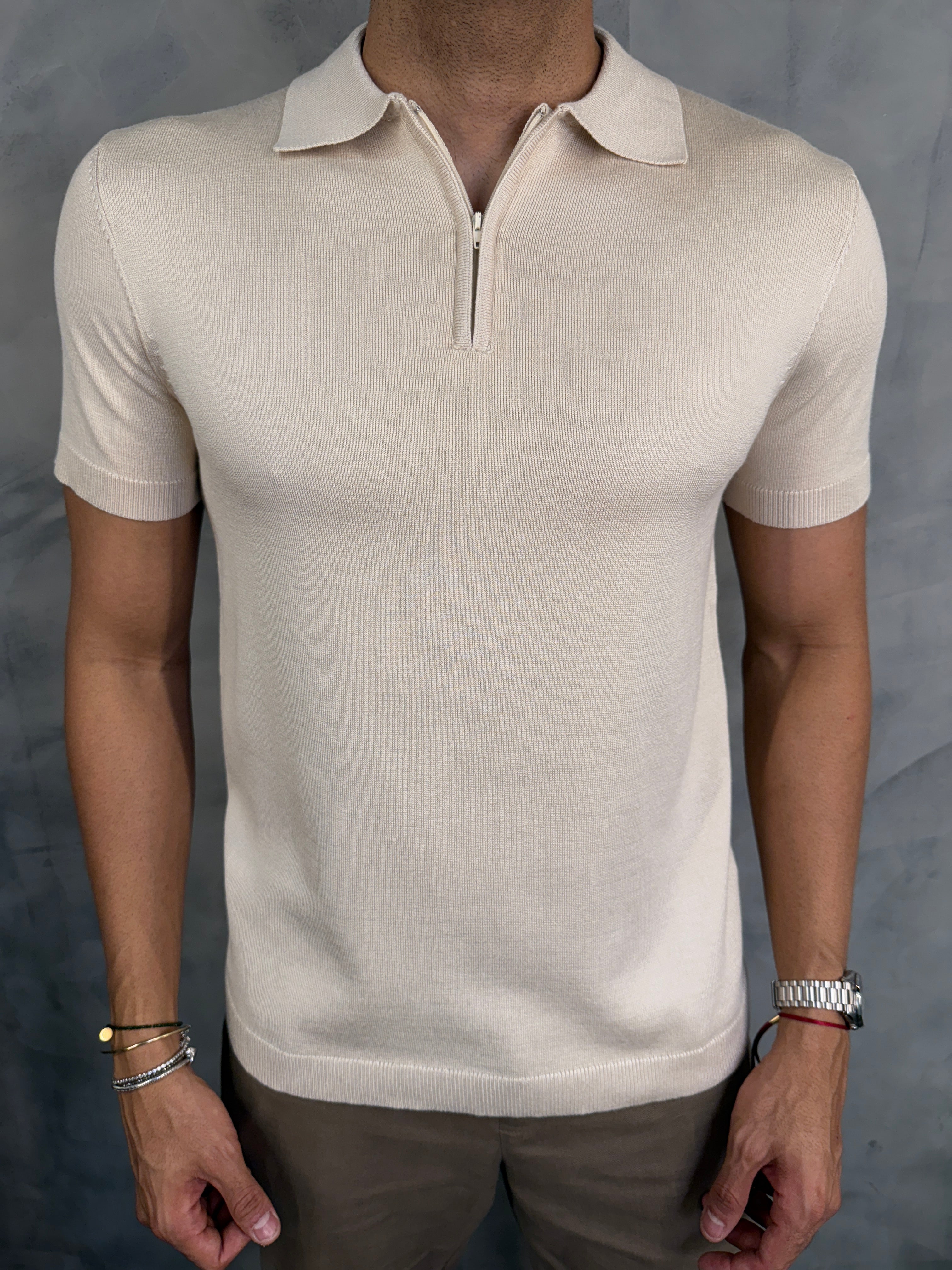 POLO TRICOT GOLA ZIPER PONTO H