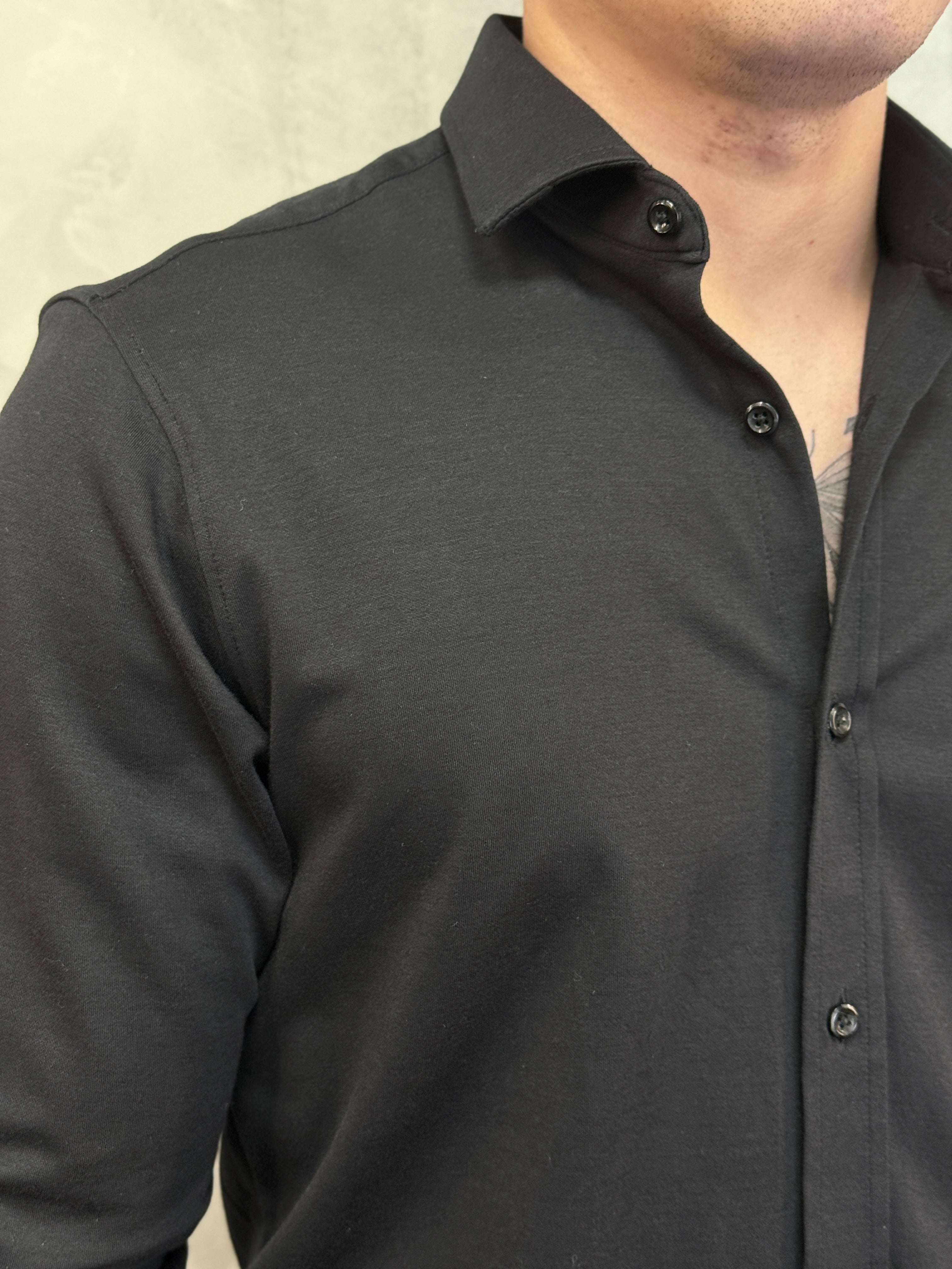 CAMISA M/L ALGODÃO PIMA PONTO H PRETO