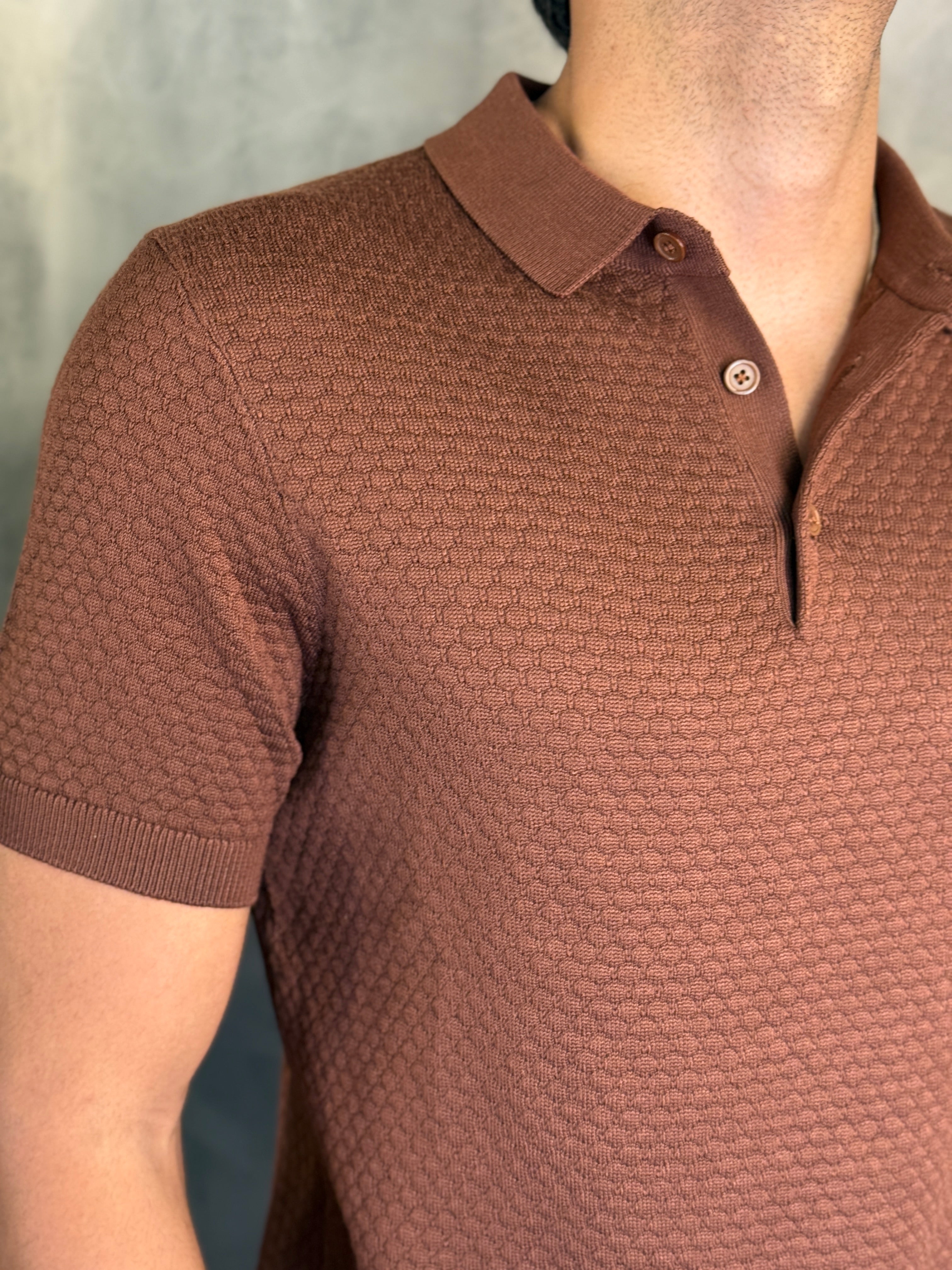 GOLA POLO TRICOT TEXTURA COLMÉIA PONTO H