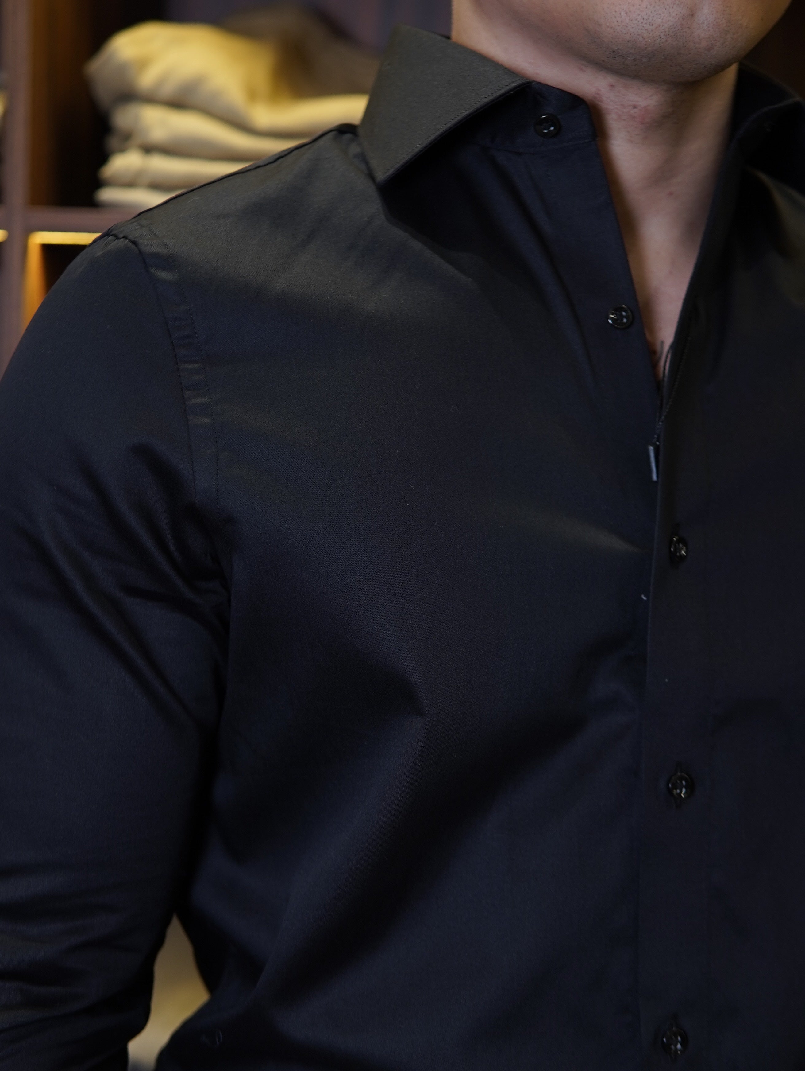 CAMISA M/L RIVIERA STRETCH ARMIATHO PRETO