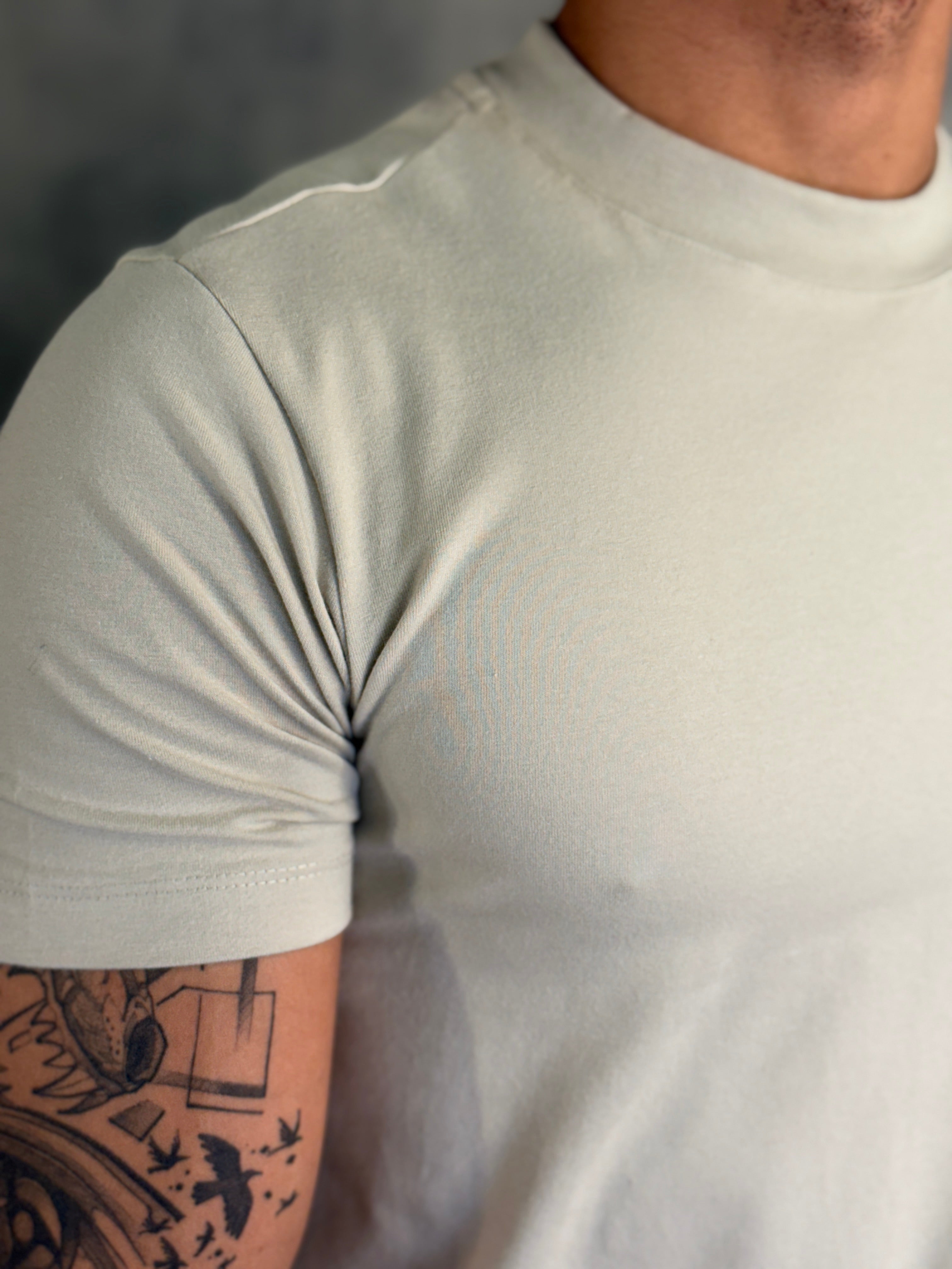 CAMISETA SLIM GOLA MÉDIA PONTO H AREIA