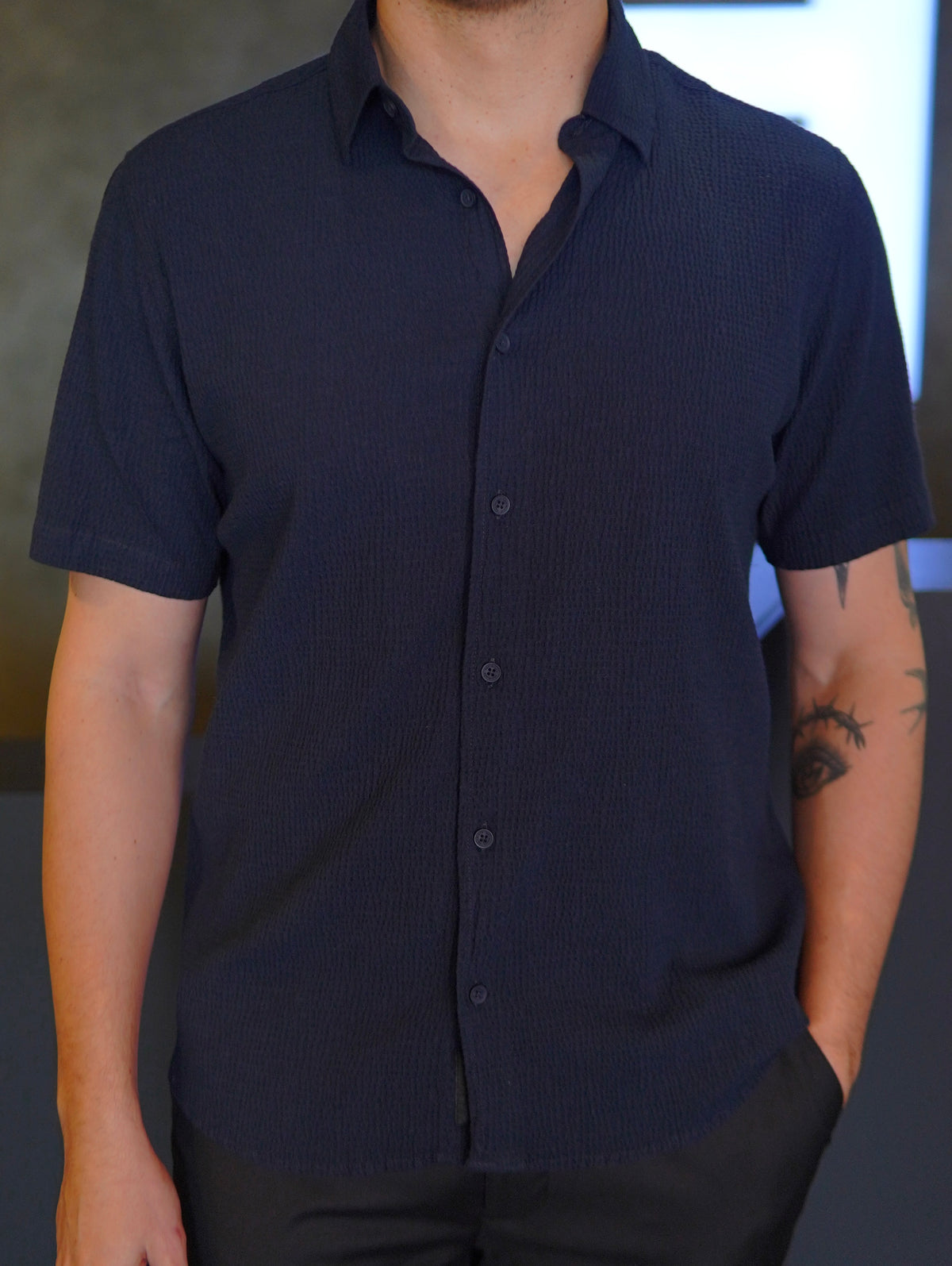 CAMISA CASUAL TEXTURIZADA SLIM KINGEJOE MARINHO