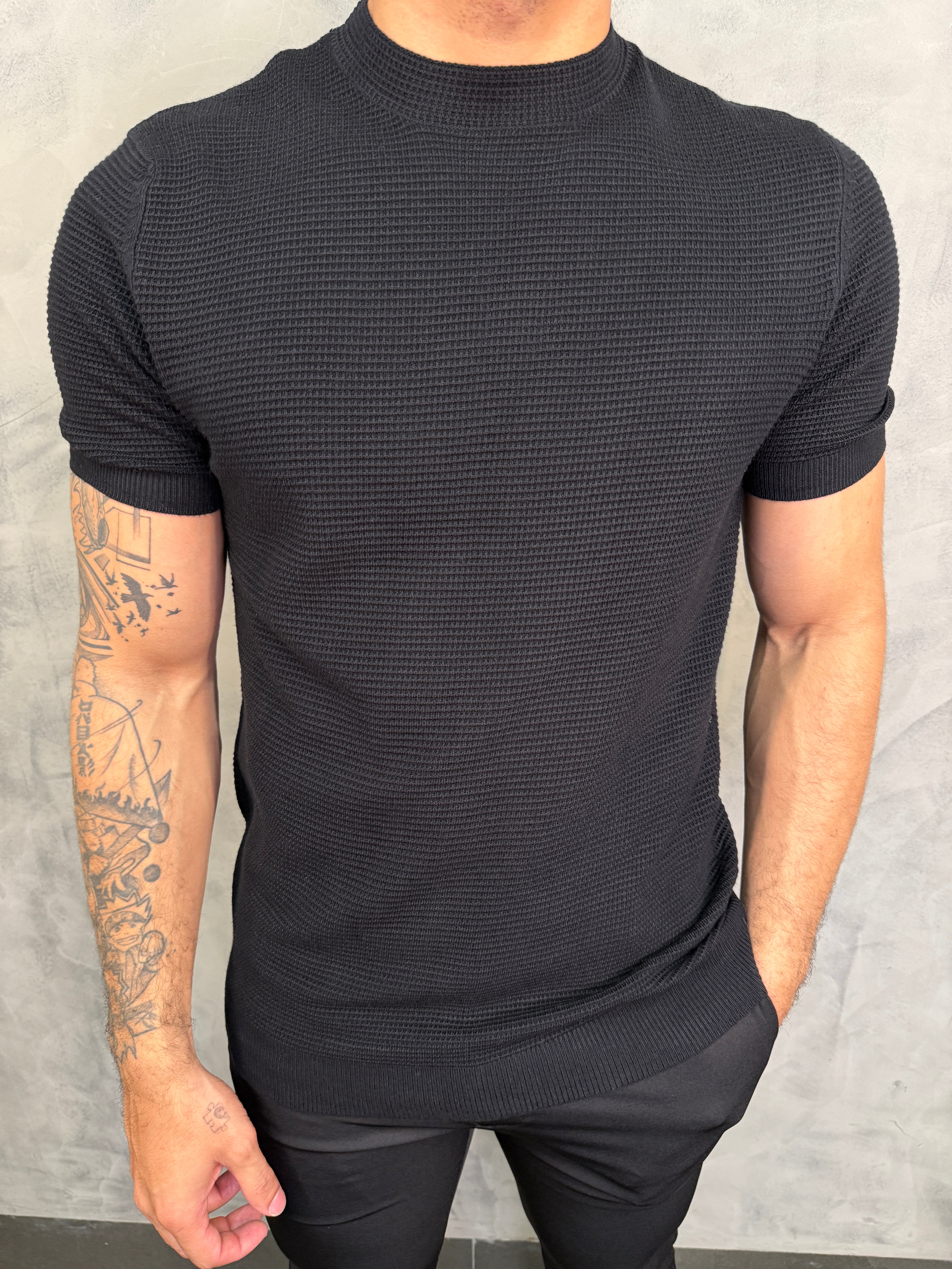 CAMISETA TRICOT WAFER PONTO H