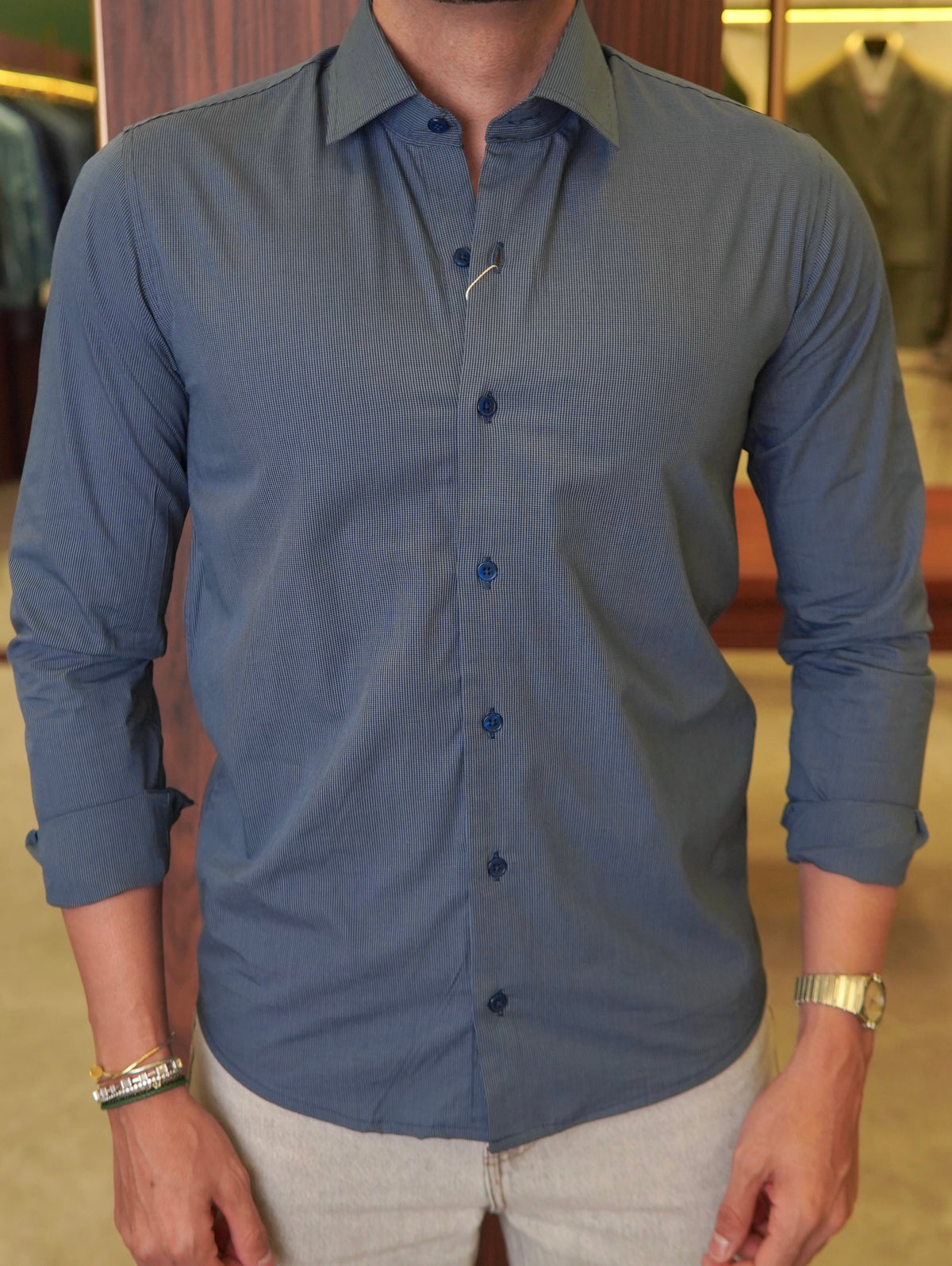 CAMISA M/L ALGODÃO EGÍPCIO ARMIATHO XADREZ AZUL