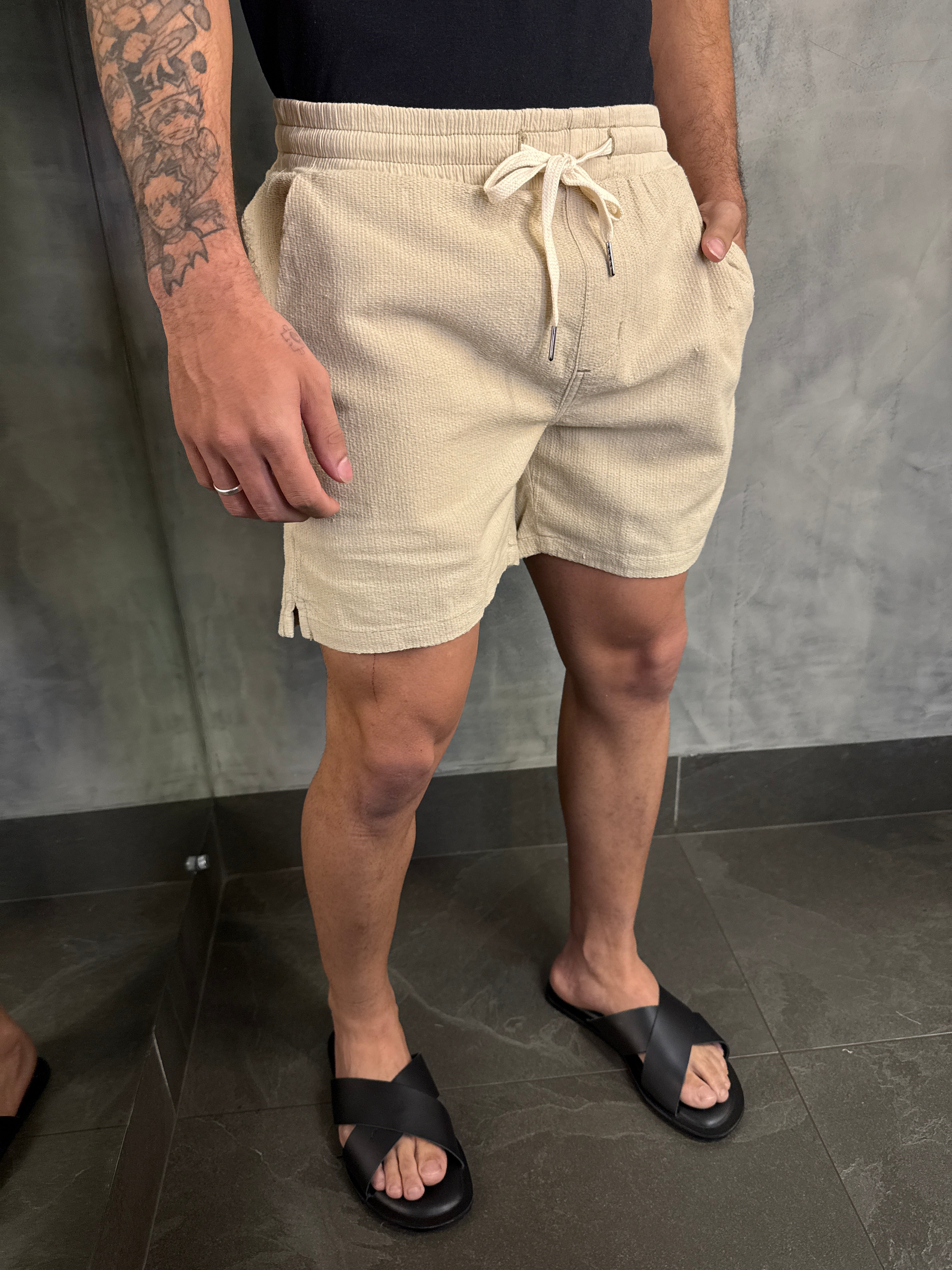 SHORTS COTTON PREMIUM TEXTURA KINGEJOE KAKI