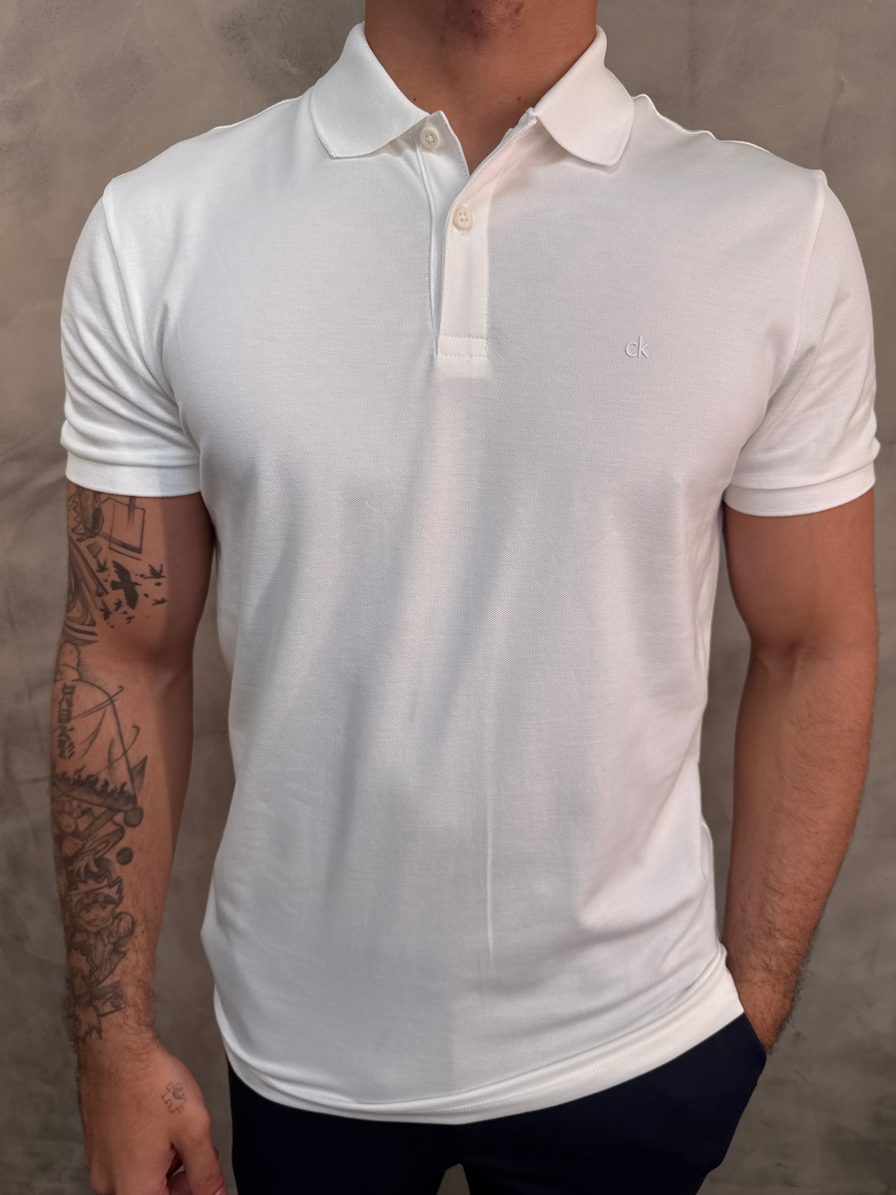 POLO SLIM PIQUET PIMA CALVIN KLEIN BRANCO