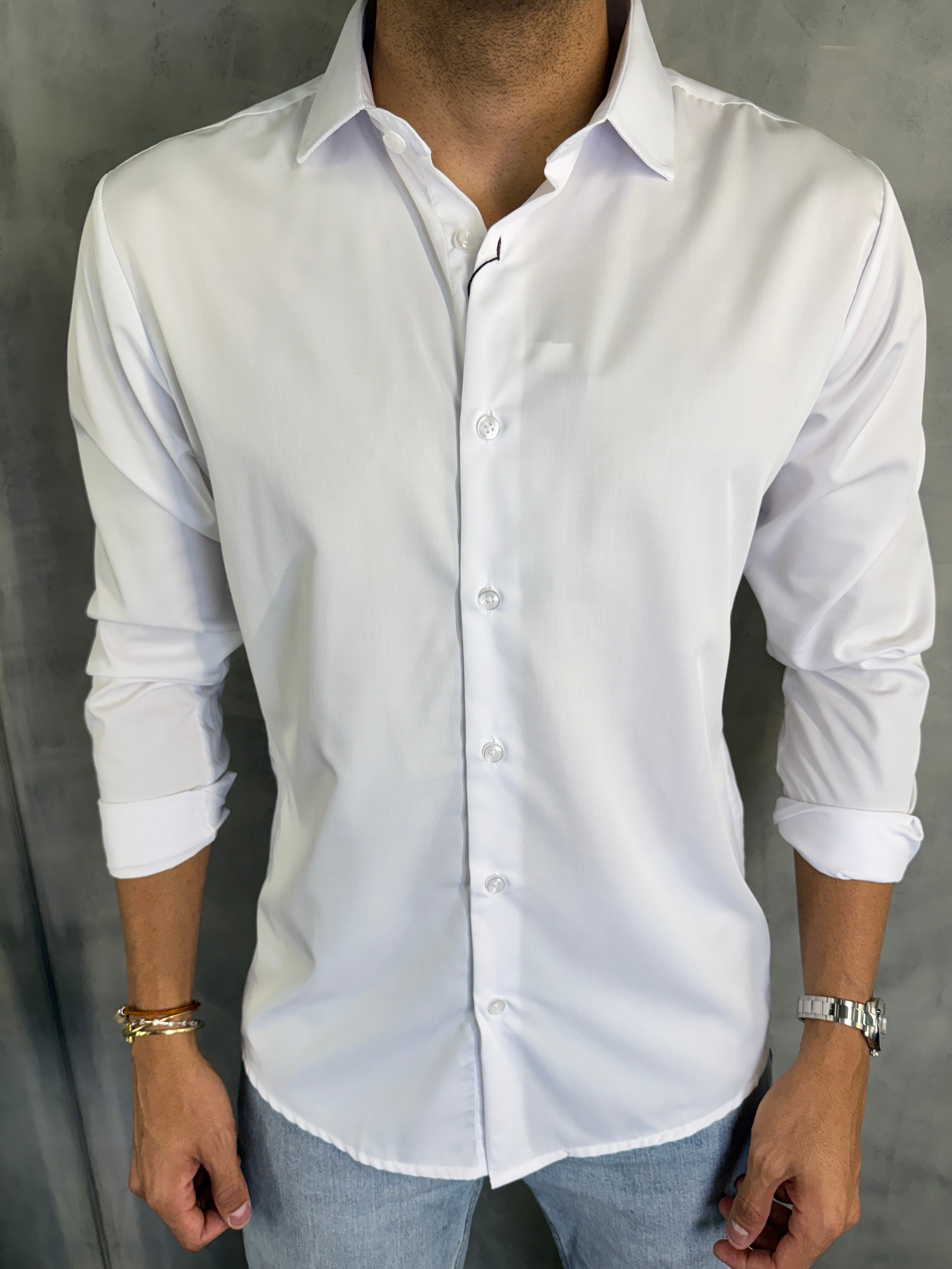 CAMISA M/L FIBRA DE BAMBU PONTO H BRANCO