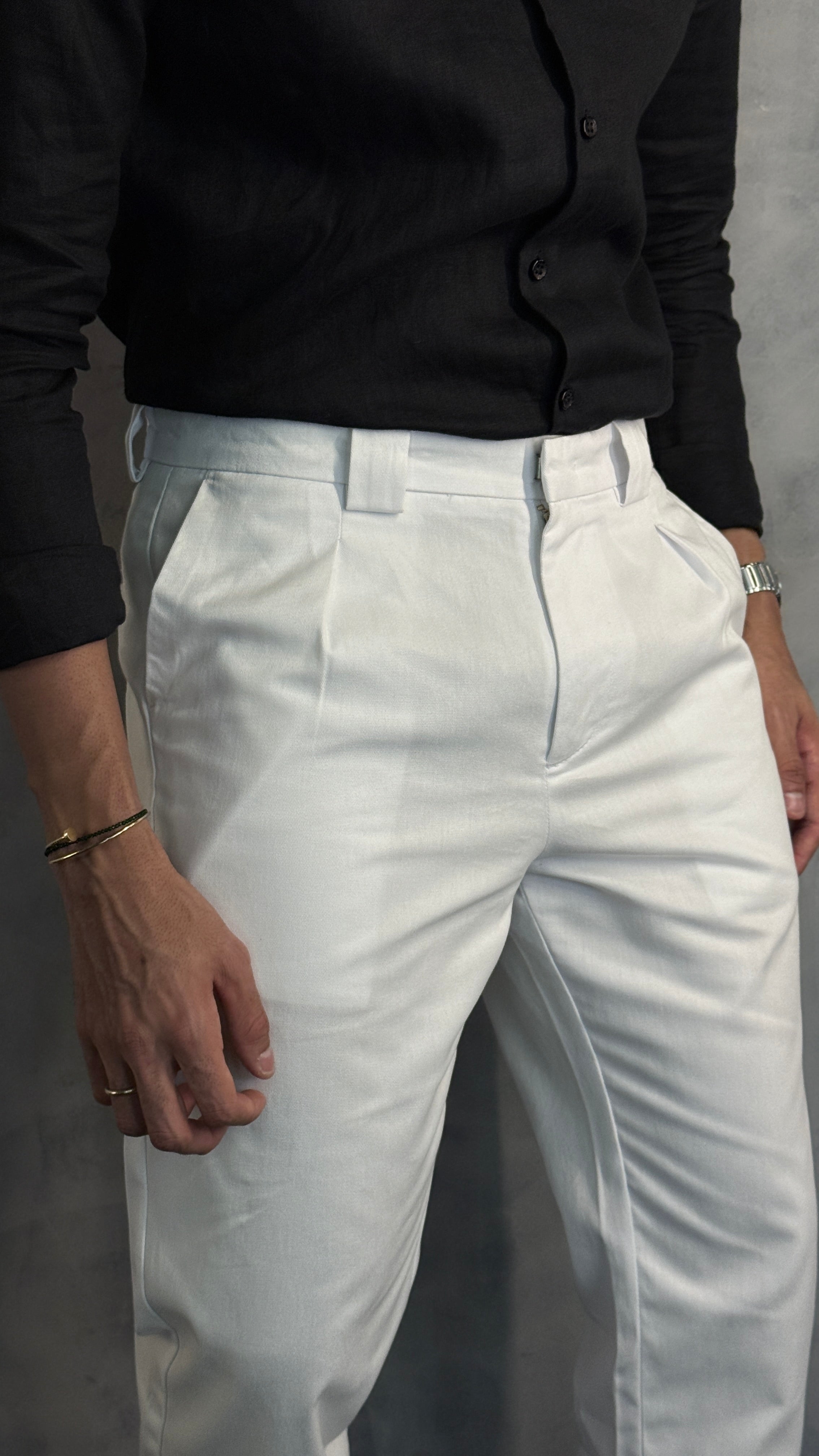 CALÇA ALF. CHICAGO RETA PONTO H BRANCO