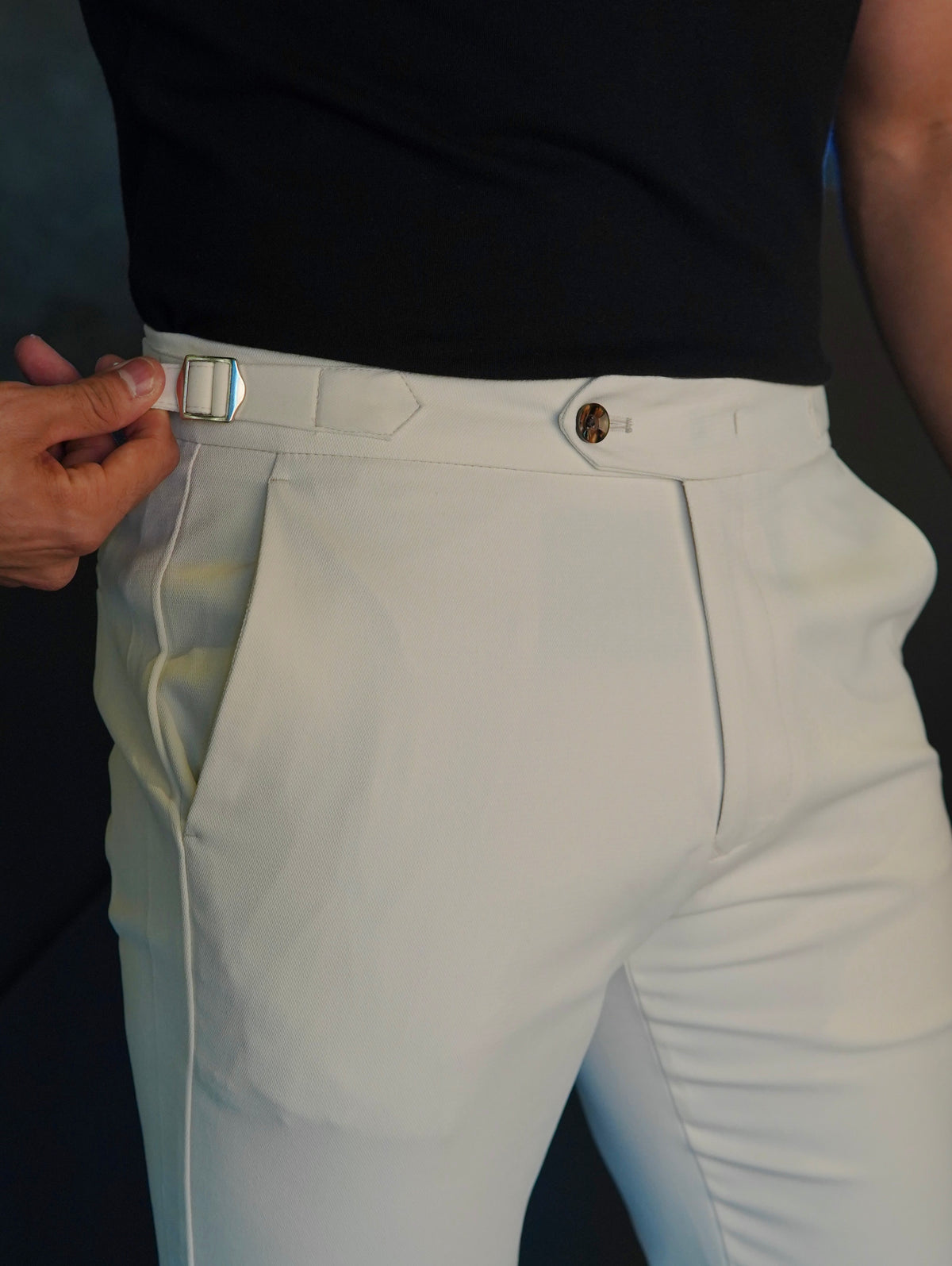 CALÇA ALF. MAQUINETADA SKINNY AJUSTE FIVELA ARMIATHO
