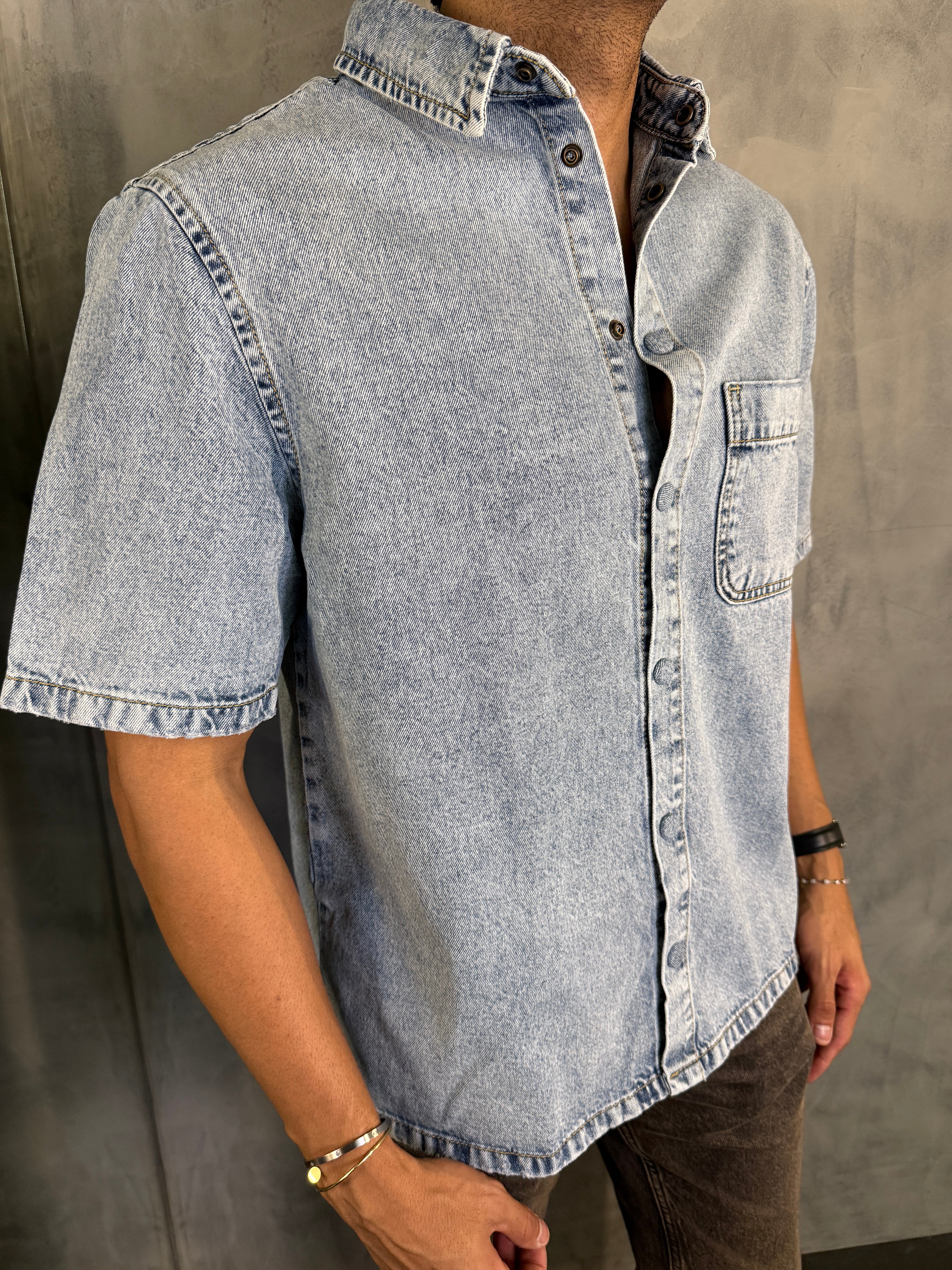 CAMISA M/C JEANS FOCATTO JEANS CLARO