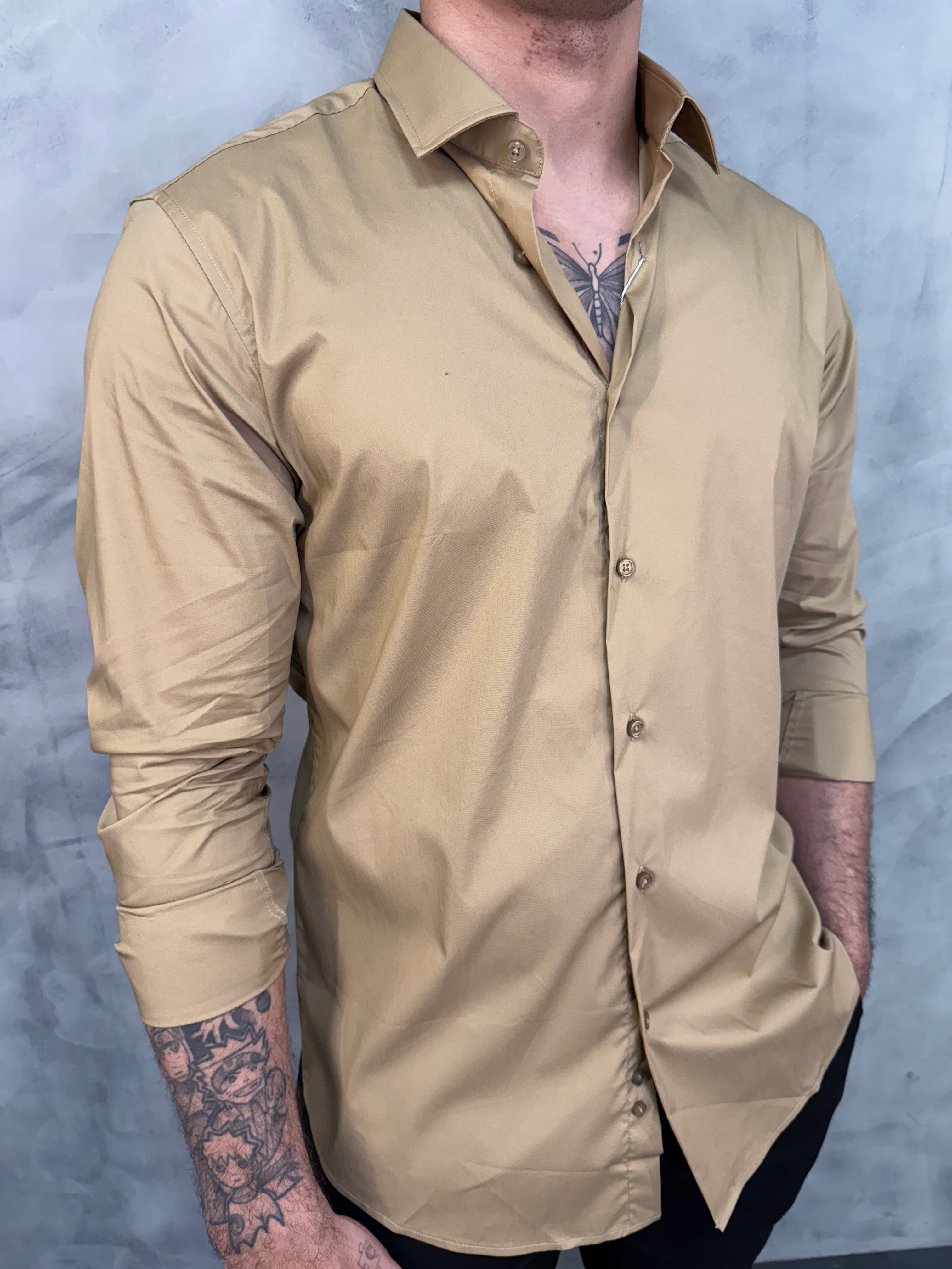CAMISA M/L ALGODÃO TECH ZAFFERANO BEGE