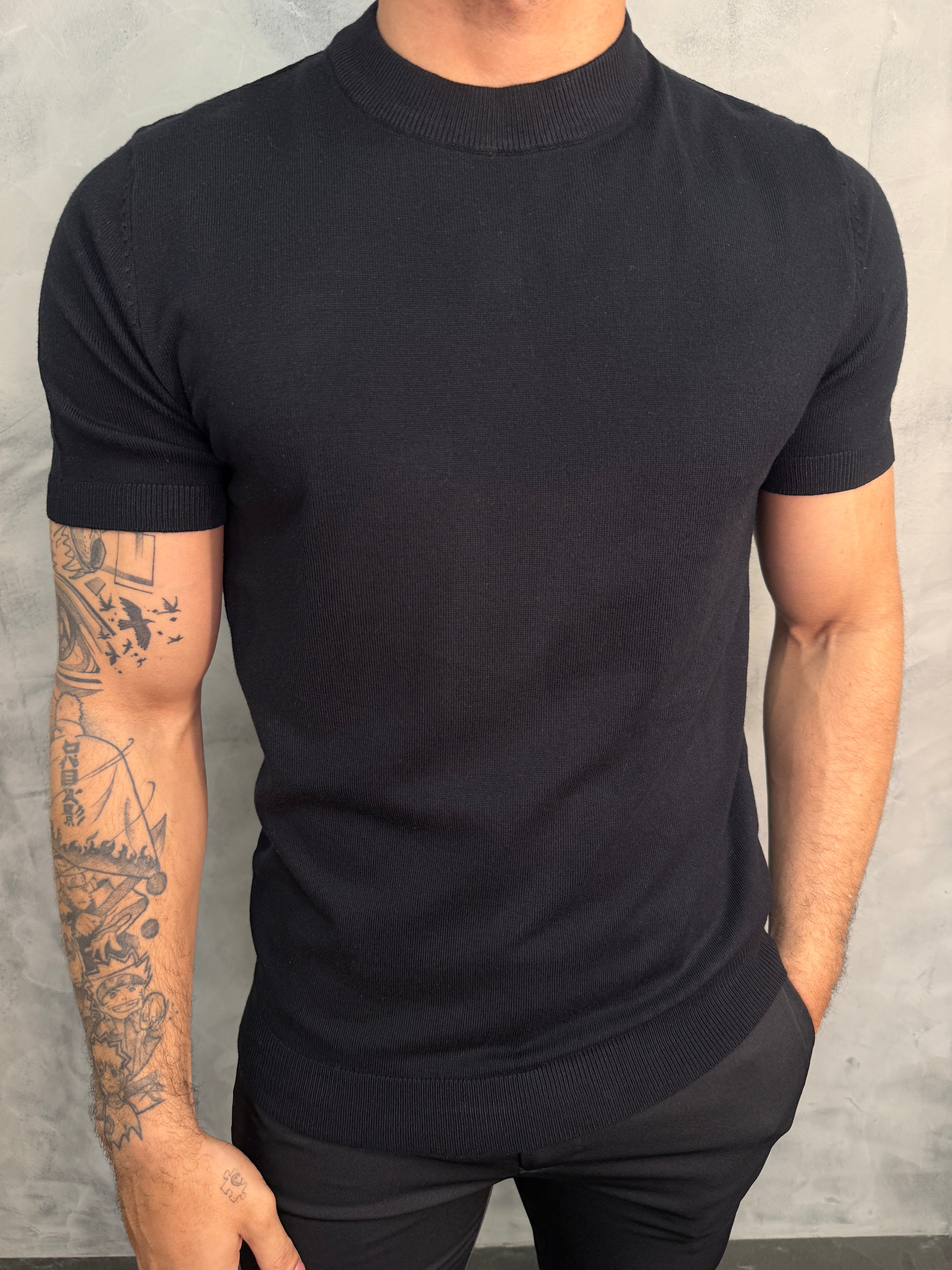 CAMISETA GOLA ALTA TRICOT PONTO H