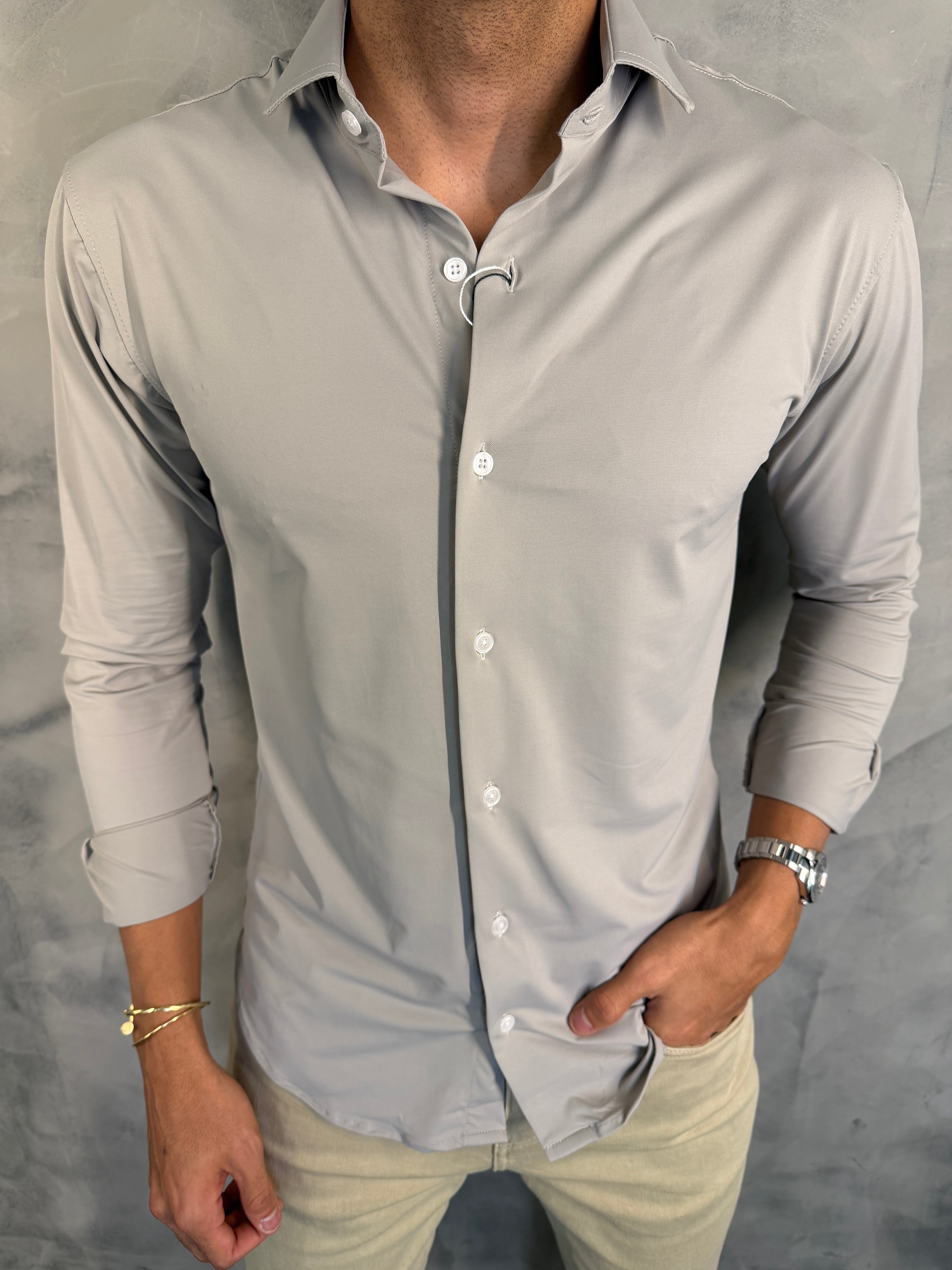 CAMISA M/L SLIM MALHA TECH PONTO H MESCLA
