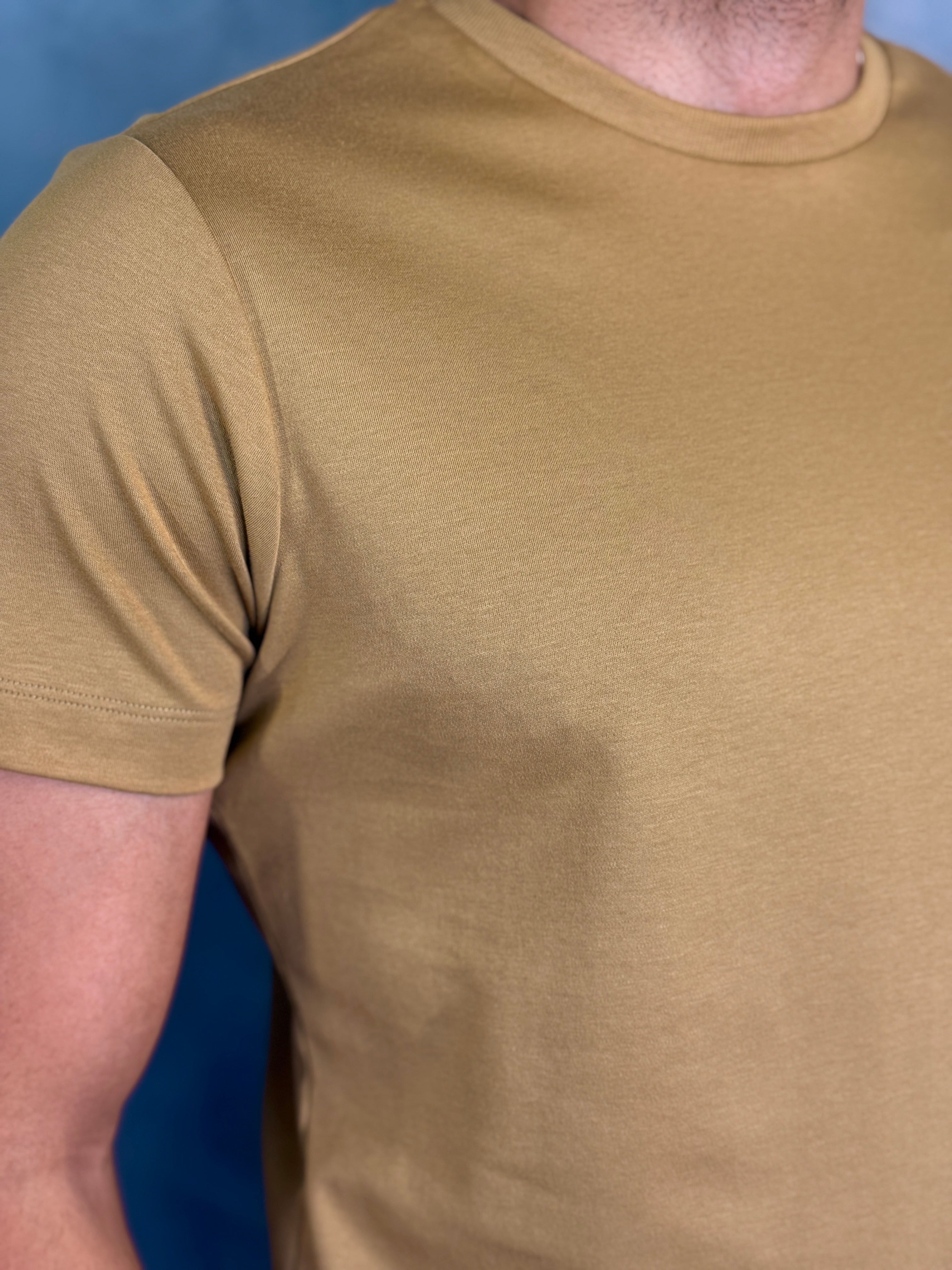 CAMISETA BÁSICA HERMES PONTO H CARAMELO