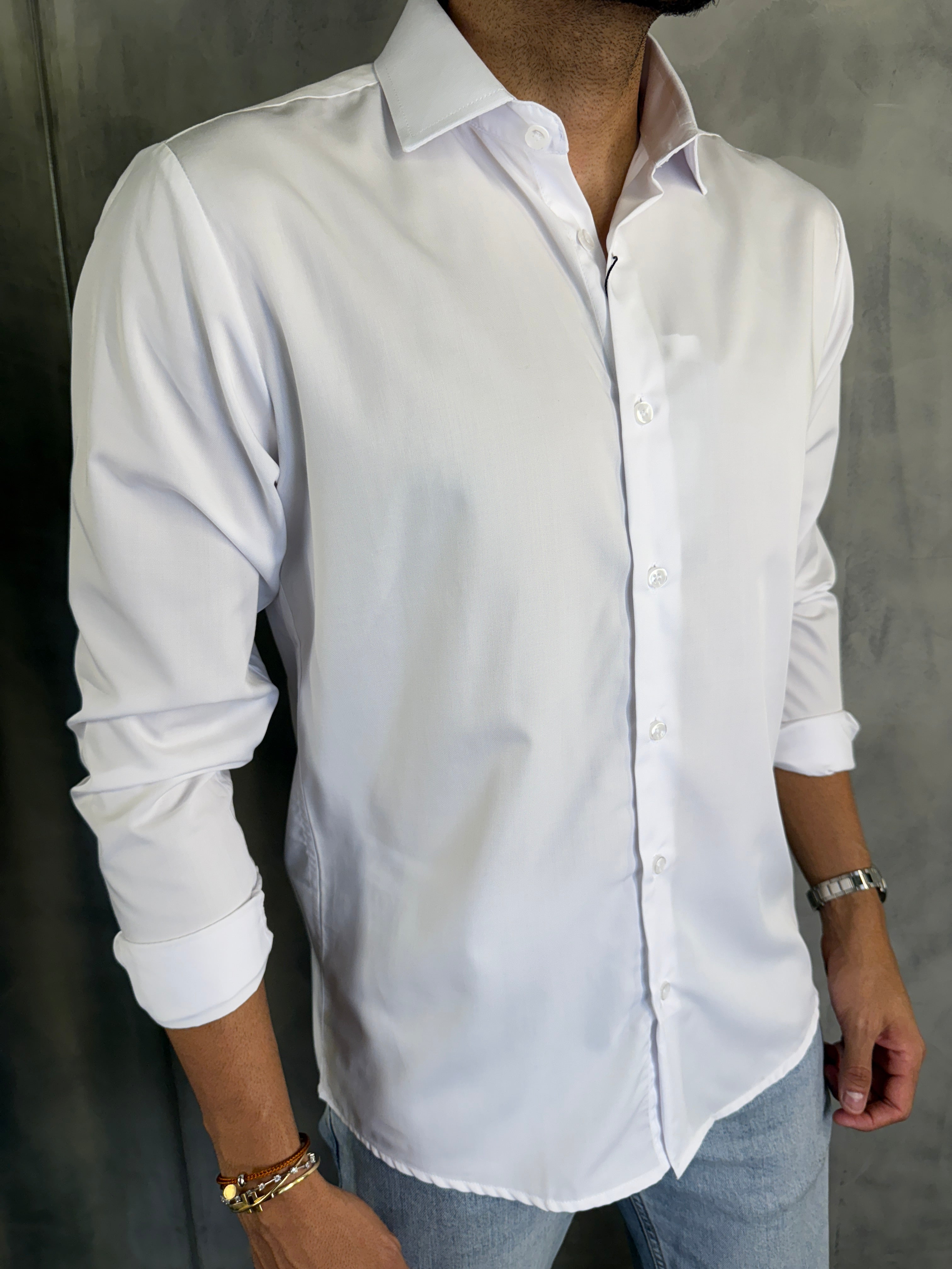 CAMISA M/L FIBRA DE BAMBU PONTO H BRANCO