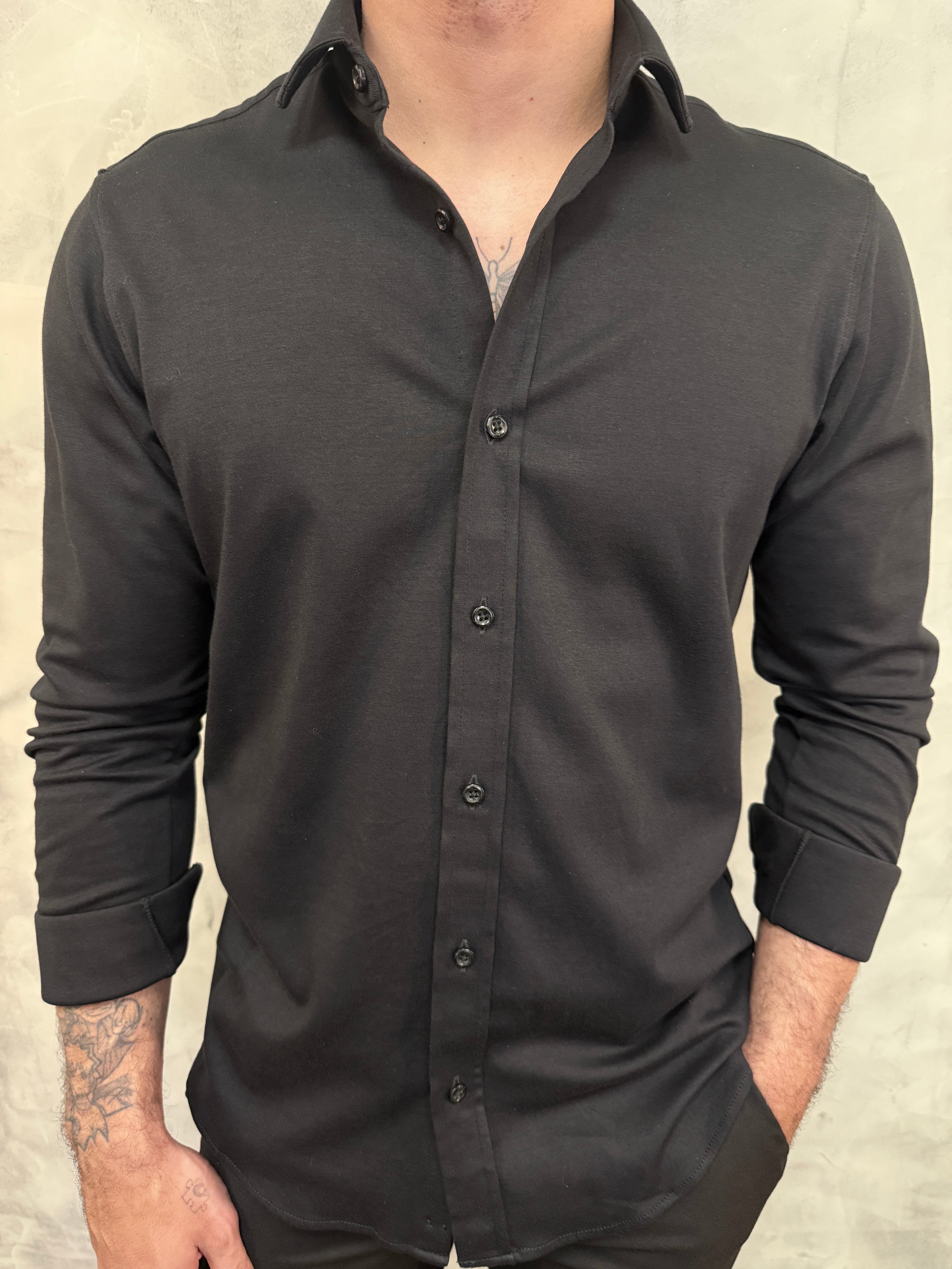 CAMISA M/L ALGODÃO PIMA PONTO H PRETO