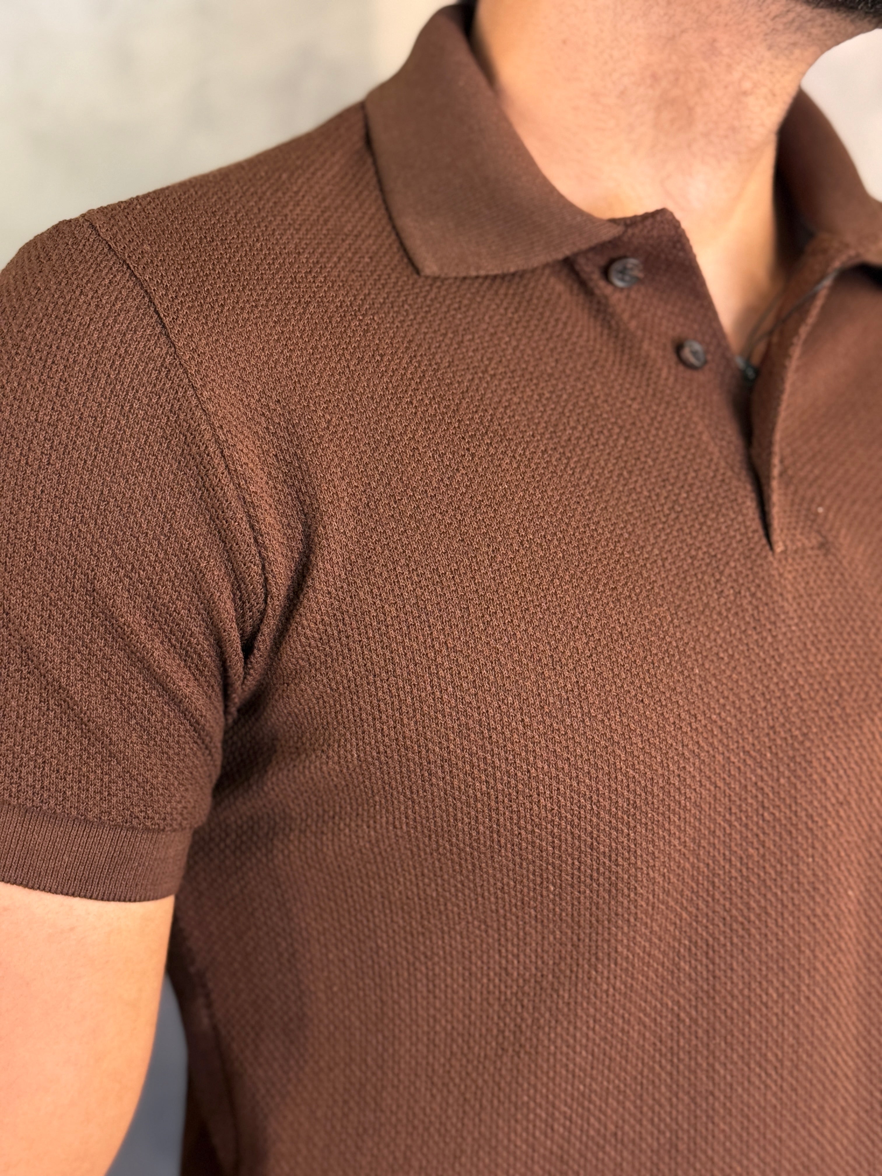 POLO MALHA TRICOT KINGEJOE MARROM