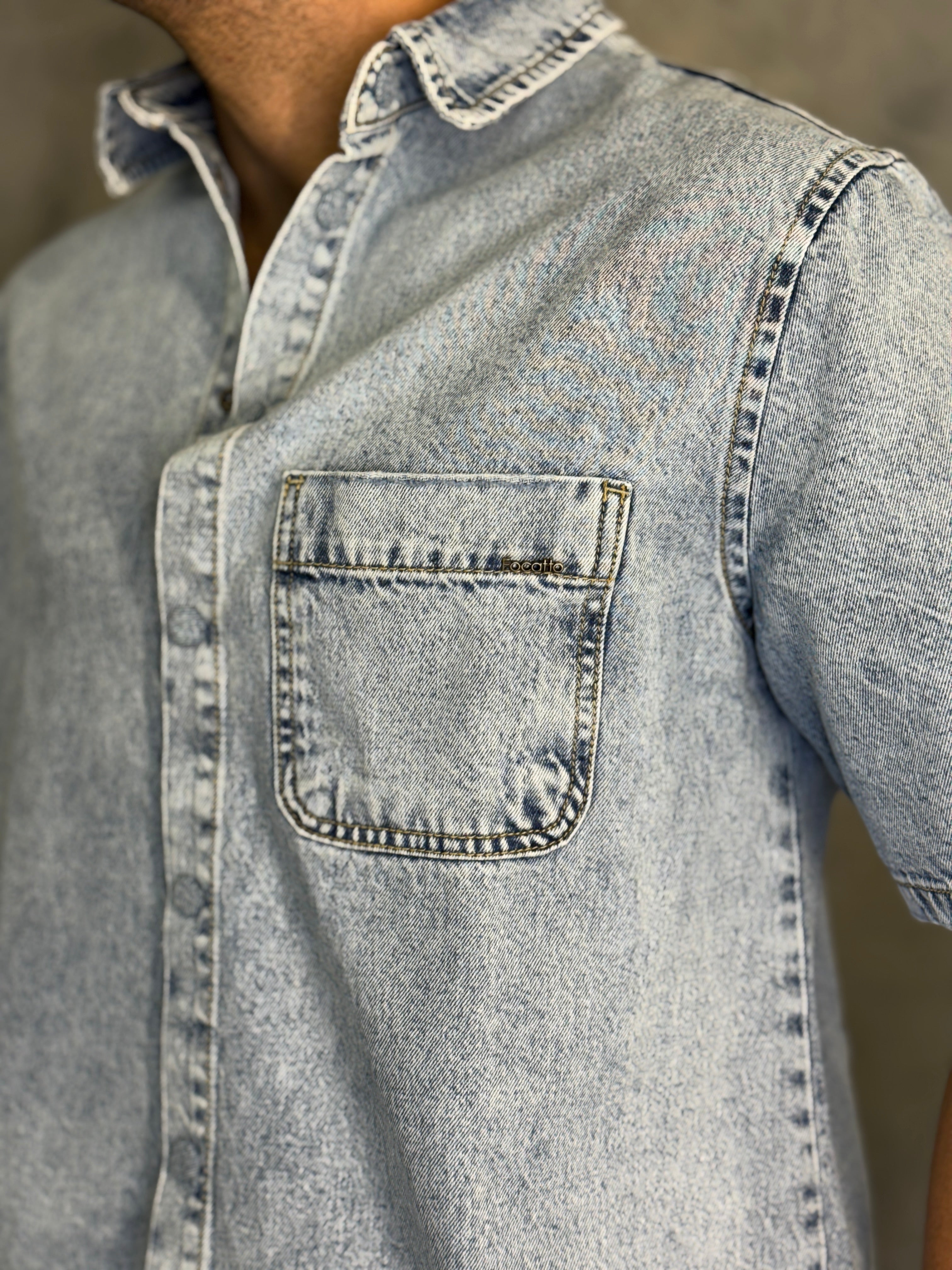 CAMISA M/C JEANS FOCATTO JEANS CLARO