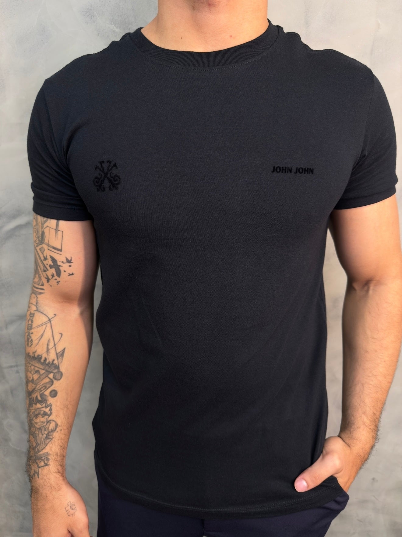 T SHIRT SL KEY FLOCO BLK JOHN JOHN PRETO