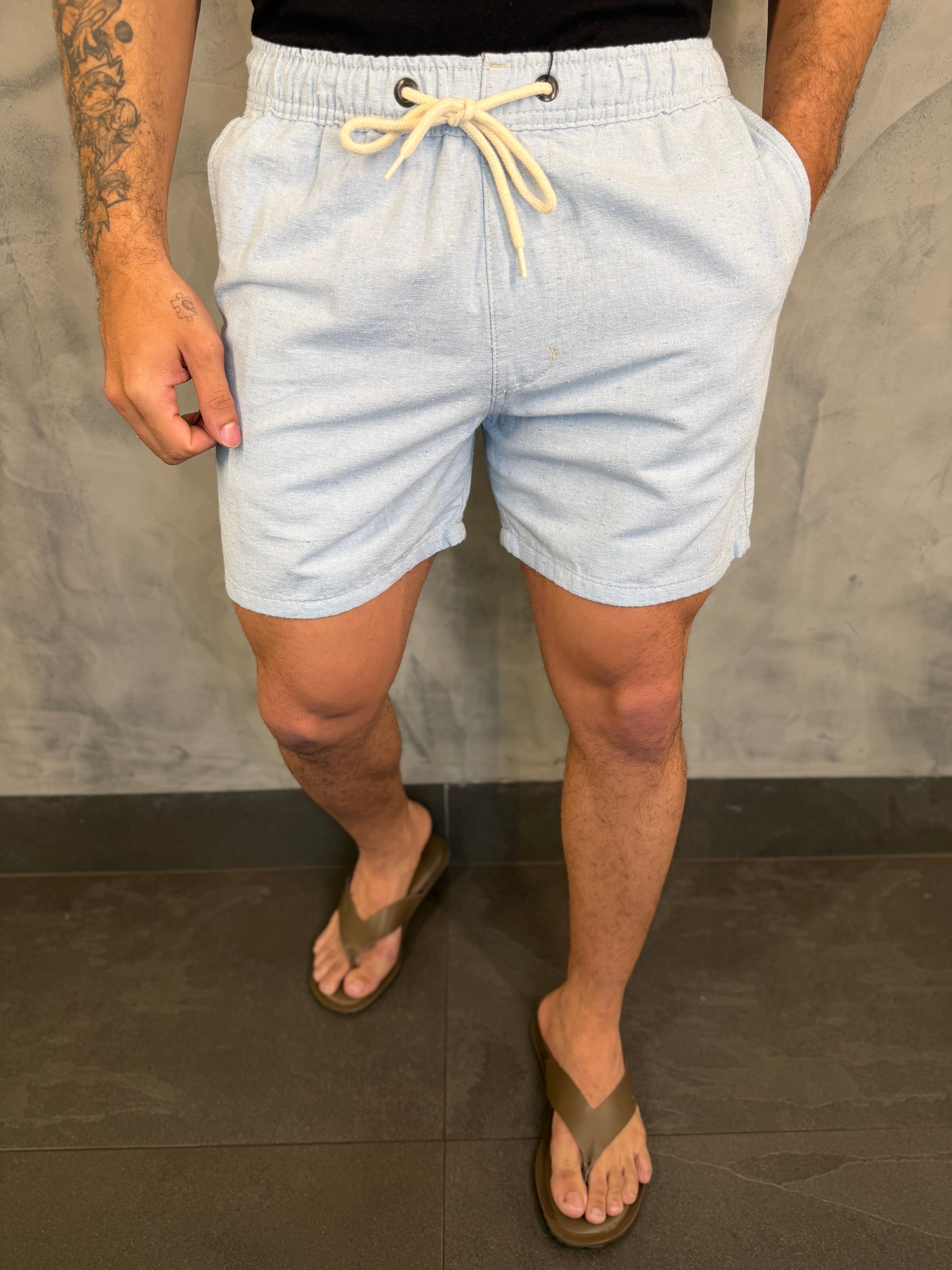 SHORT NATURE PONTO H AZUL CLARO