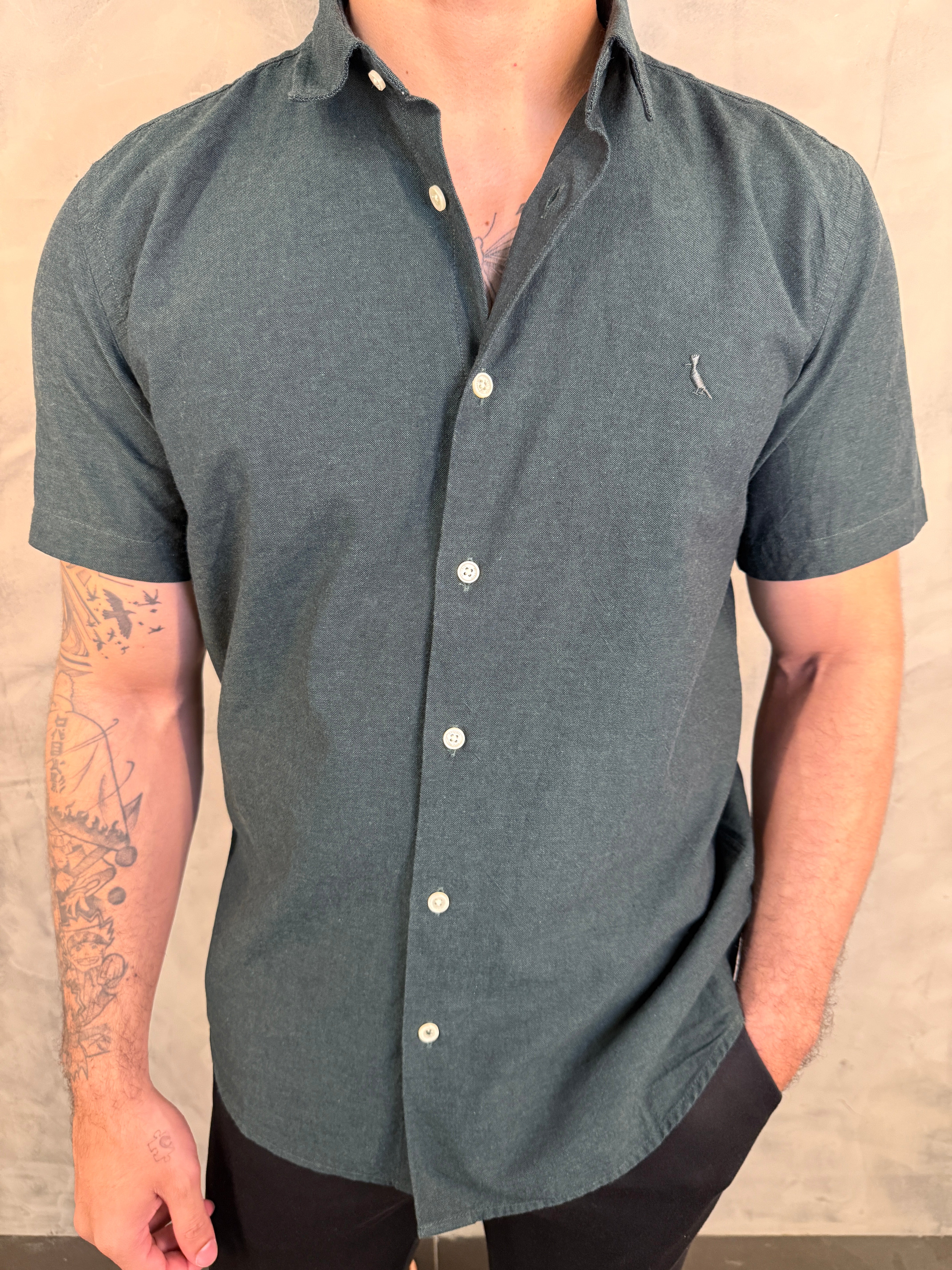 CAMISA M/C OXFORD COLOR RSV VERDE FLORESTA