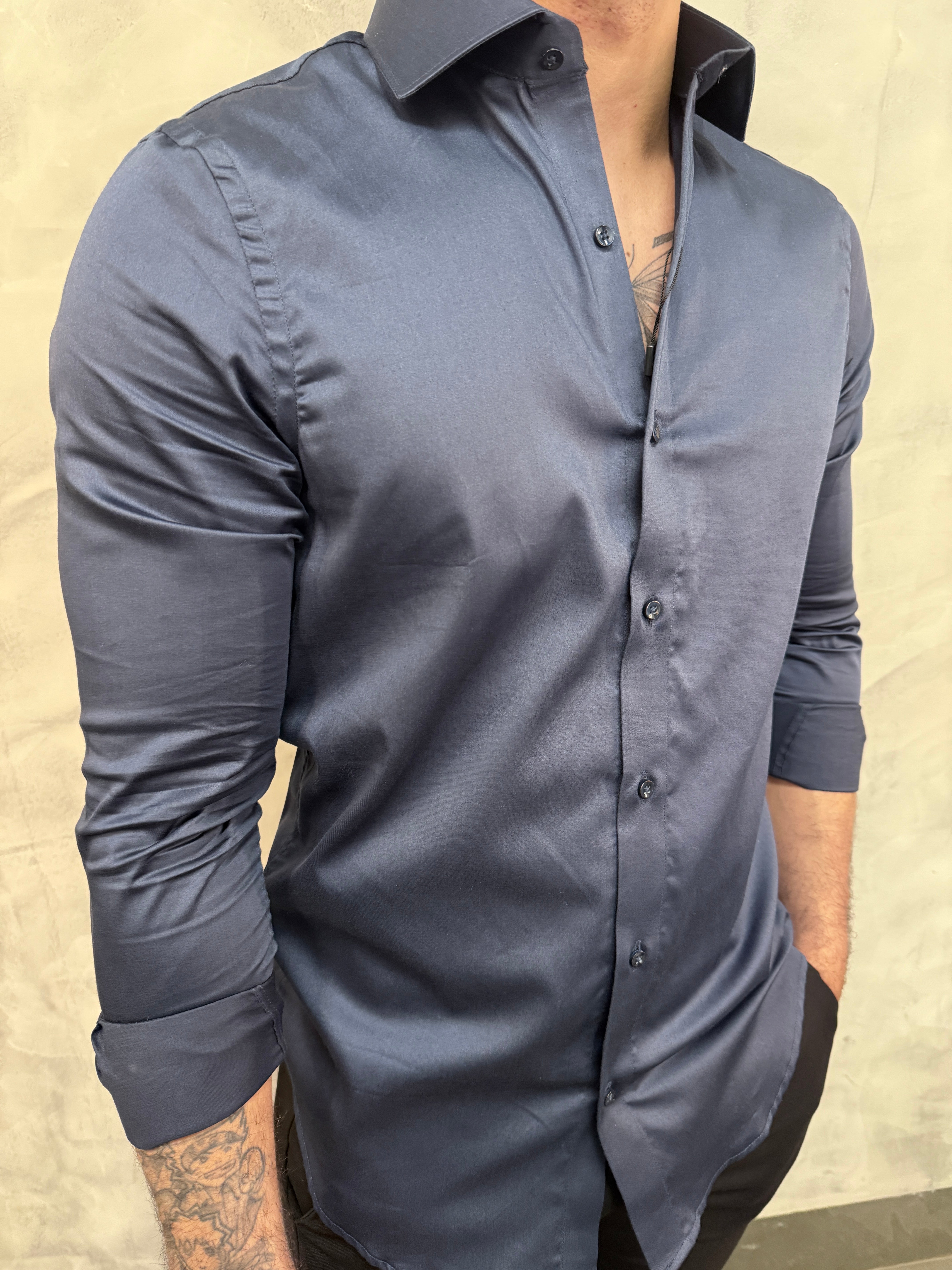 CAMISA M/L RIVIERA STRETCH ARMIATHO MARINHO