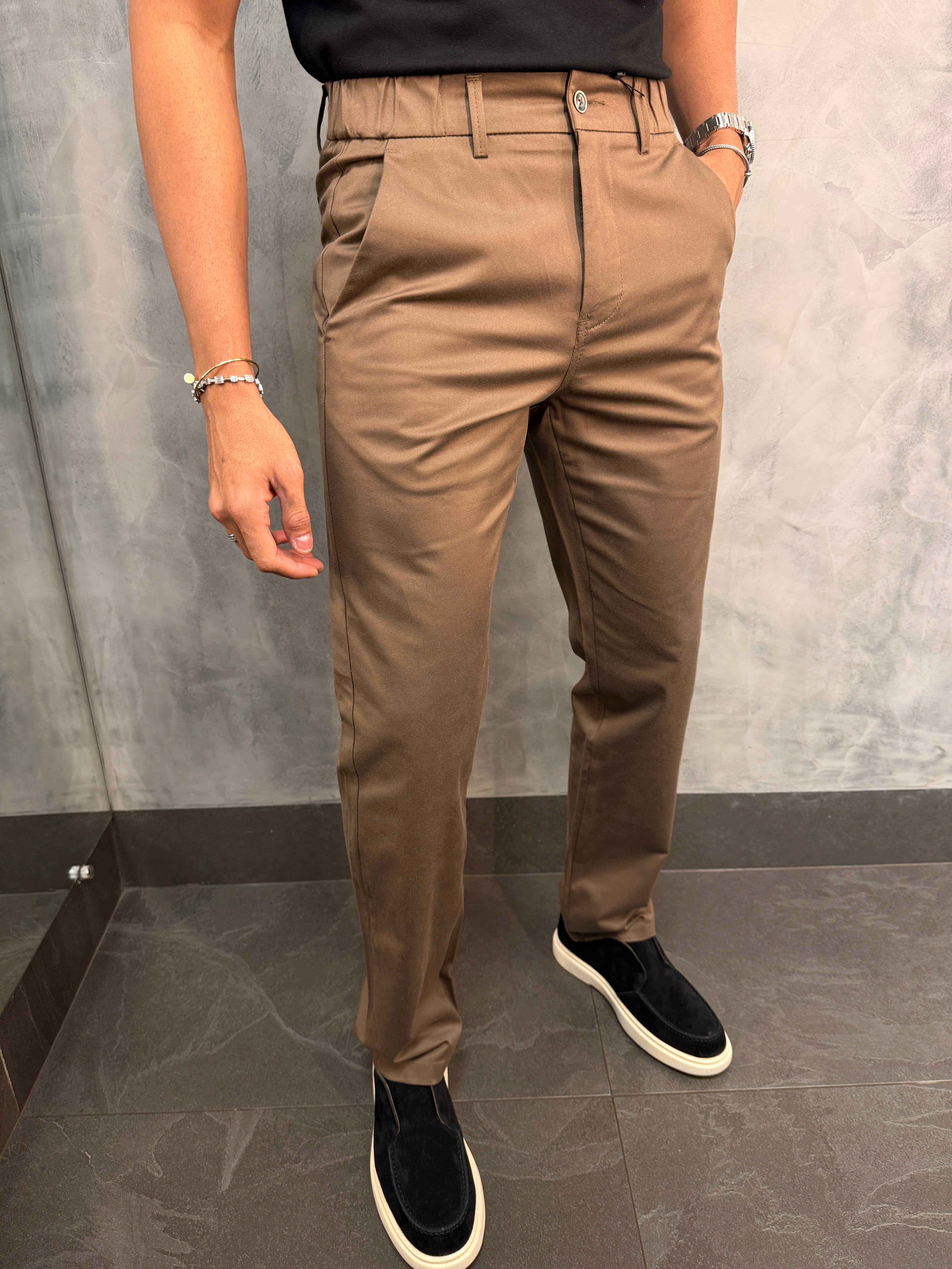 CALÇA SARJA CASUAL STRETCHC CINTURA ELÁSTICA PONTO H
