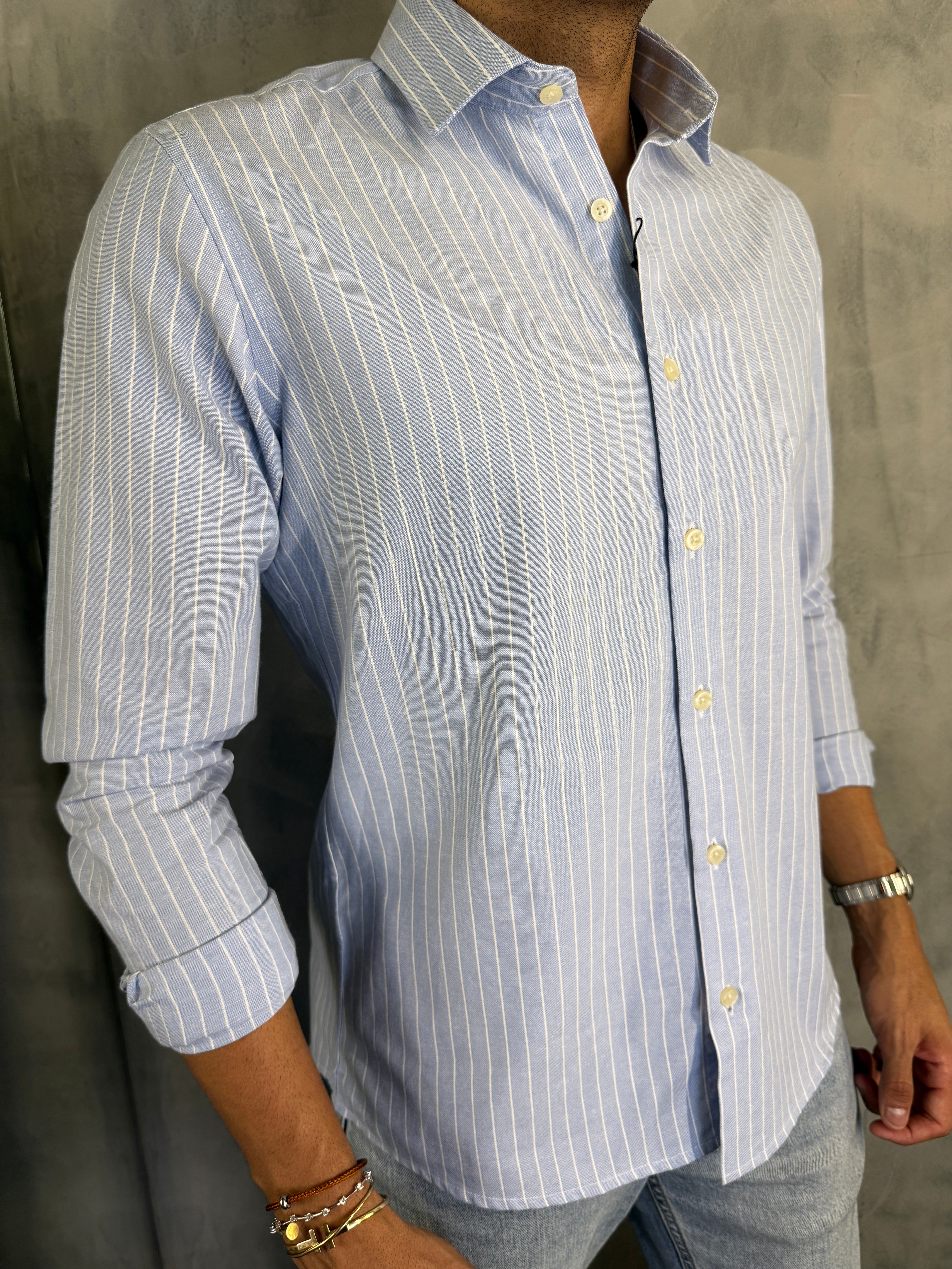 CAMISA M/L GADU LISTRAS PONTO H AZUL BB