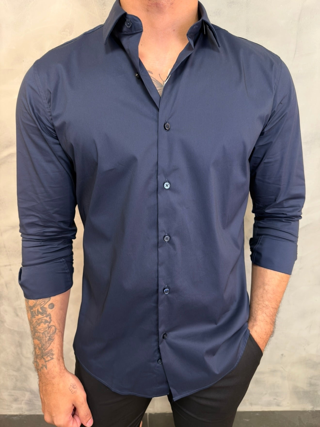 CAMISA M/L ALGODÃO TECH ZAFFERANO MARINHO