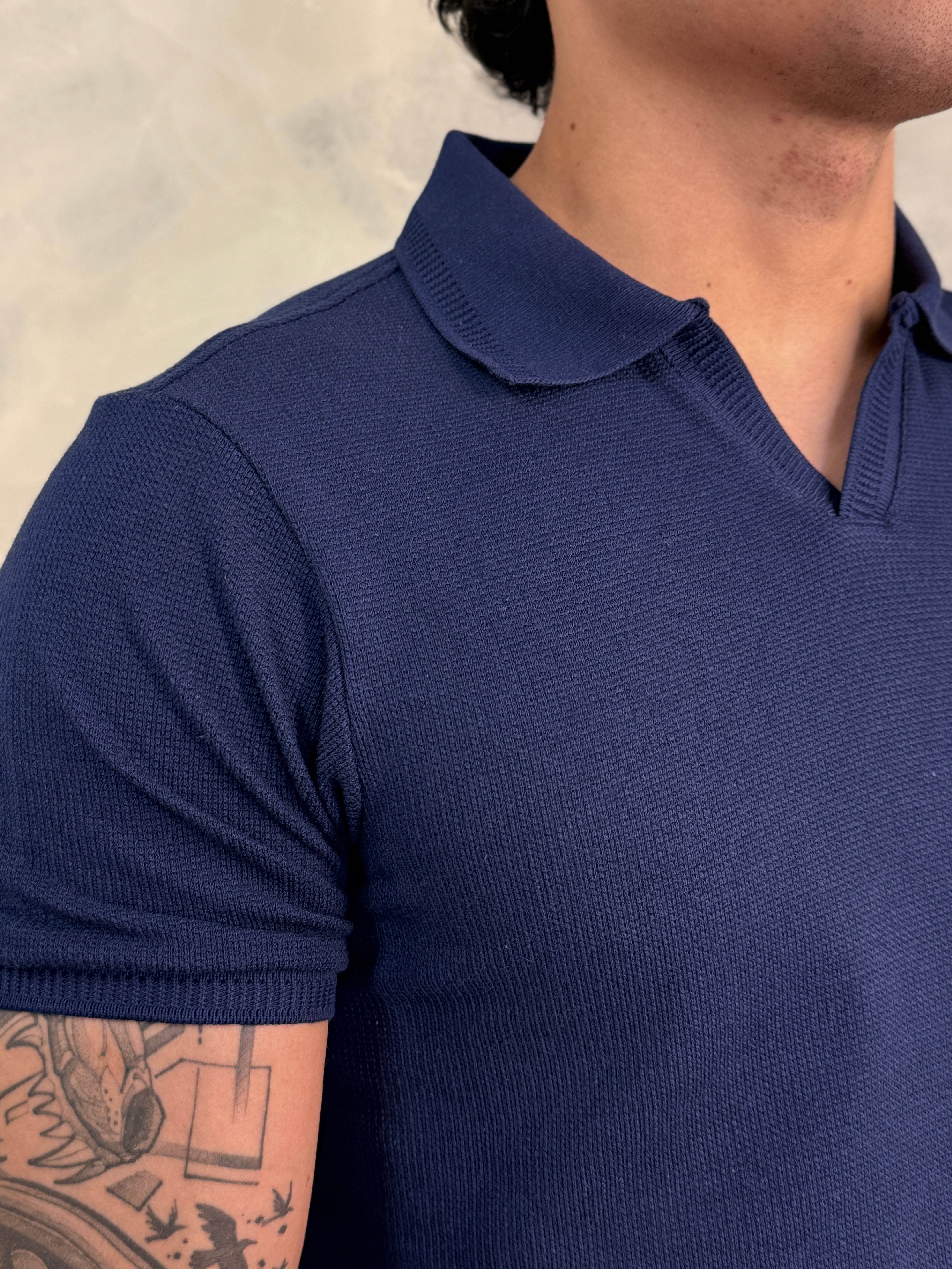 POLO TEXTURA V FIDELI AZUL MARINHO