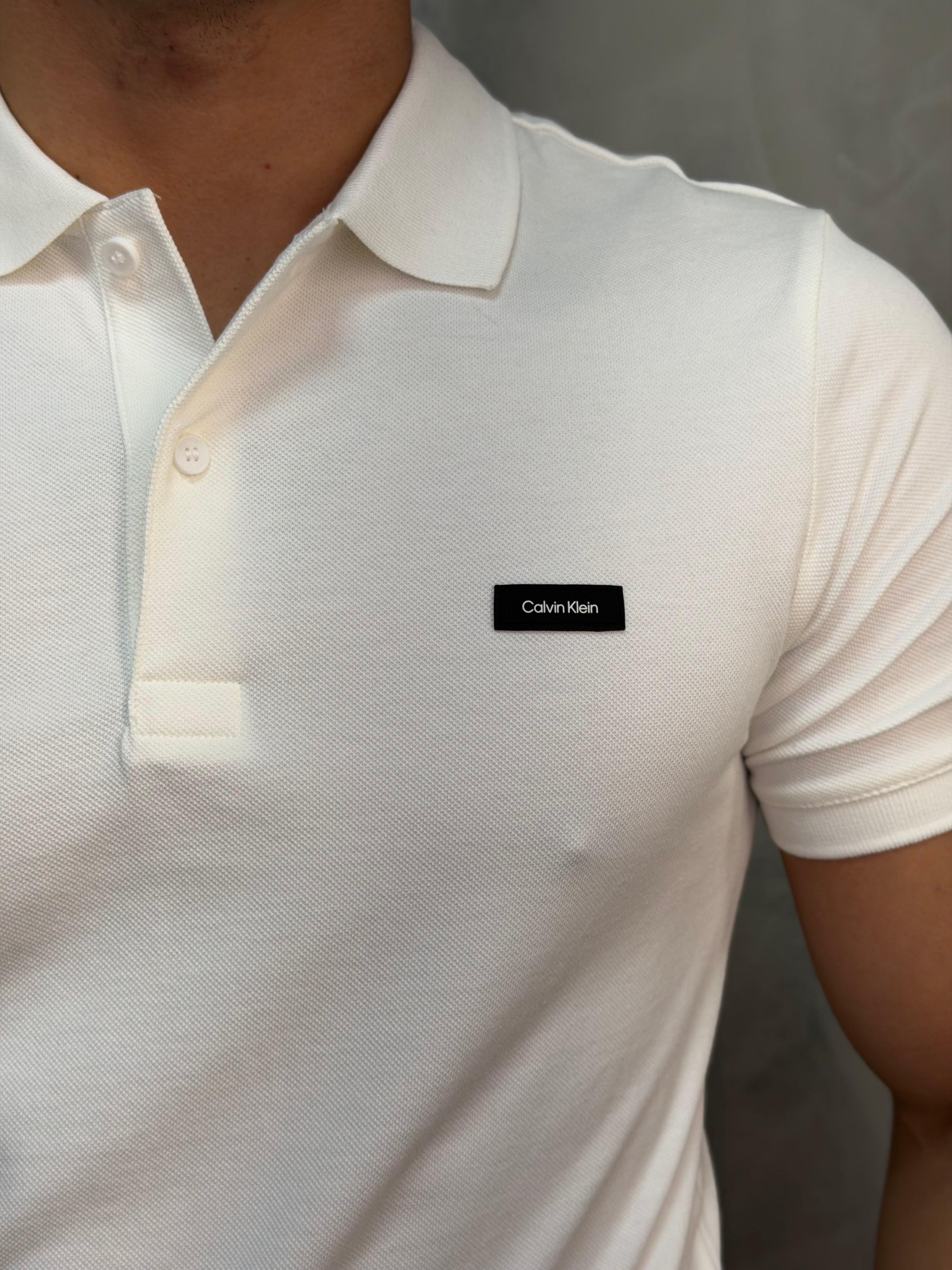 POLO SLIM PIQUET CALVIN KLEIN BRANCO