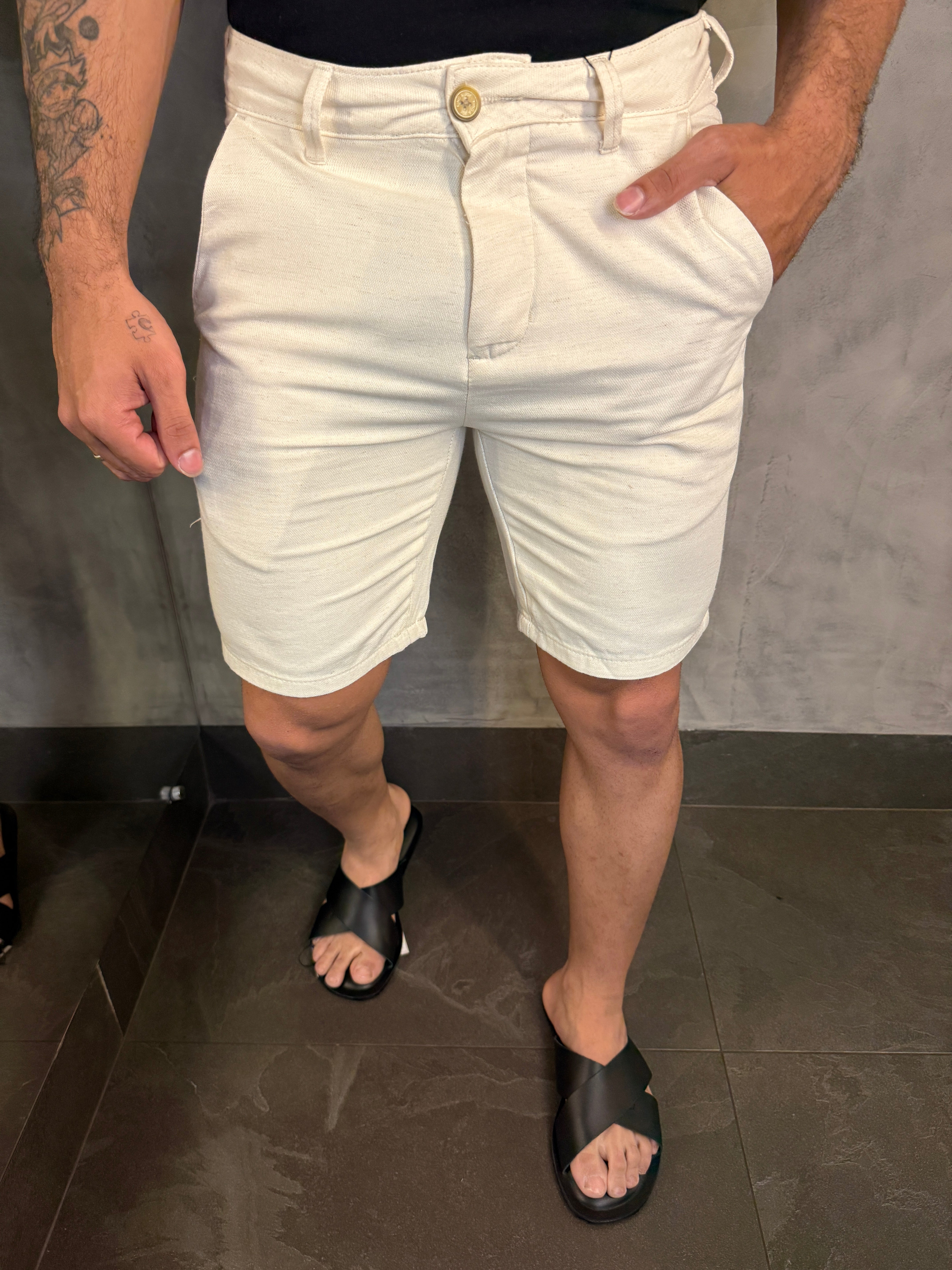 BERMUDA CASUAL PREMIUM LINHO SPORT KINGEJOE NATURAL