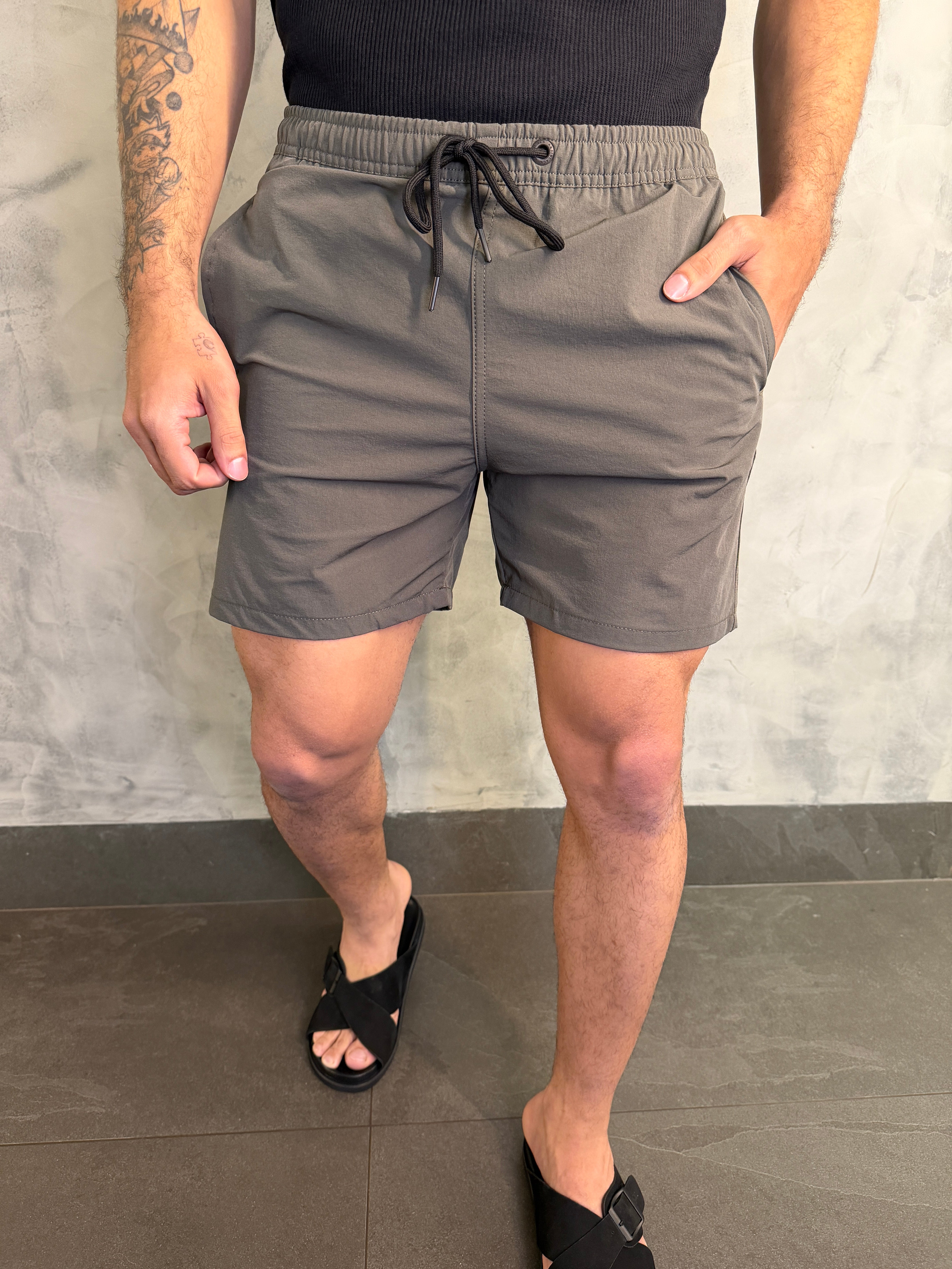 SHORTS CASUAL POLIAMIDA FLEX KINGEJOE VERDE MILITAR