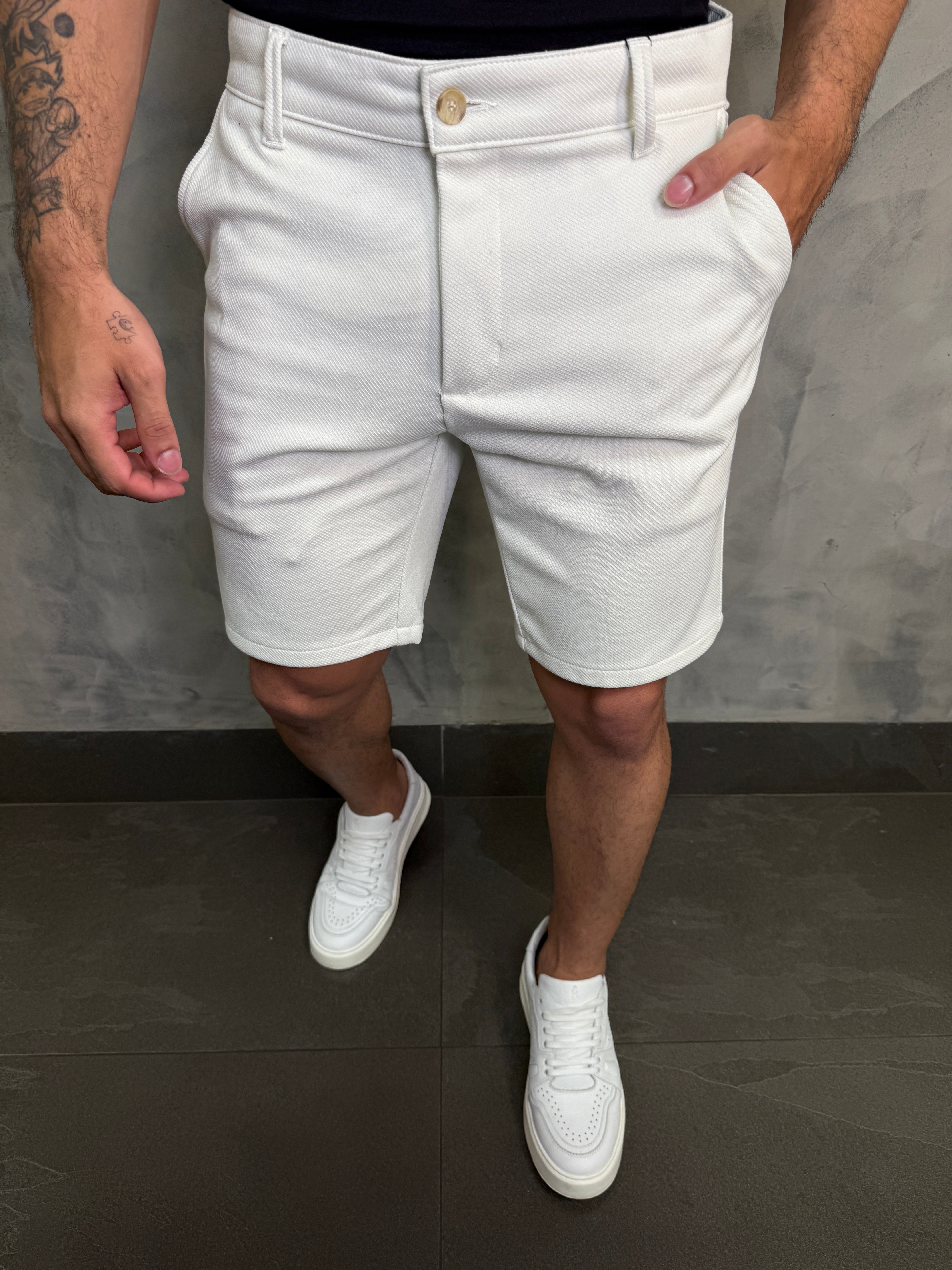 BERMUDA MALHA FLEECE TWILL SPORT KINGEJOE OFF WHITE