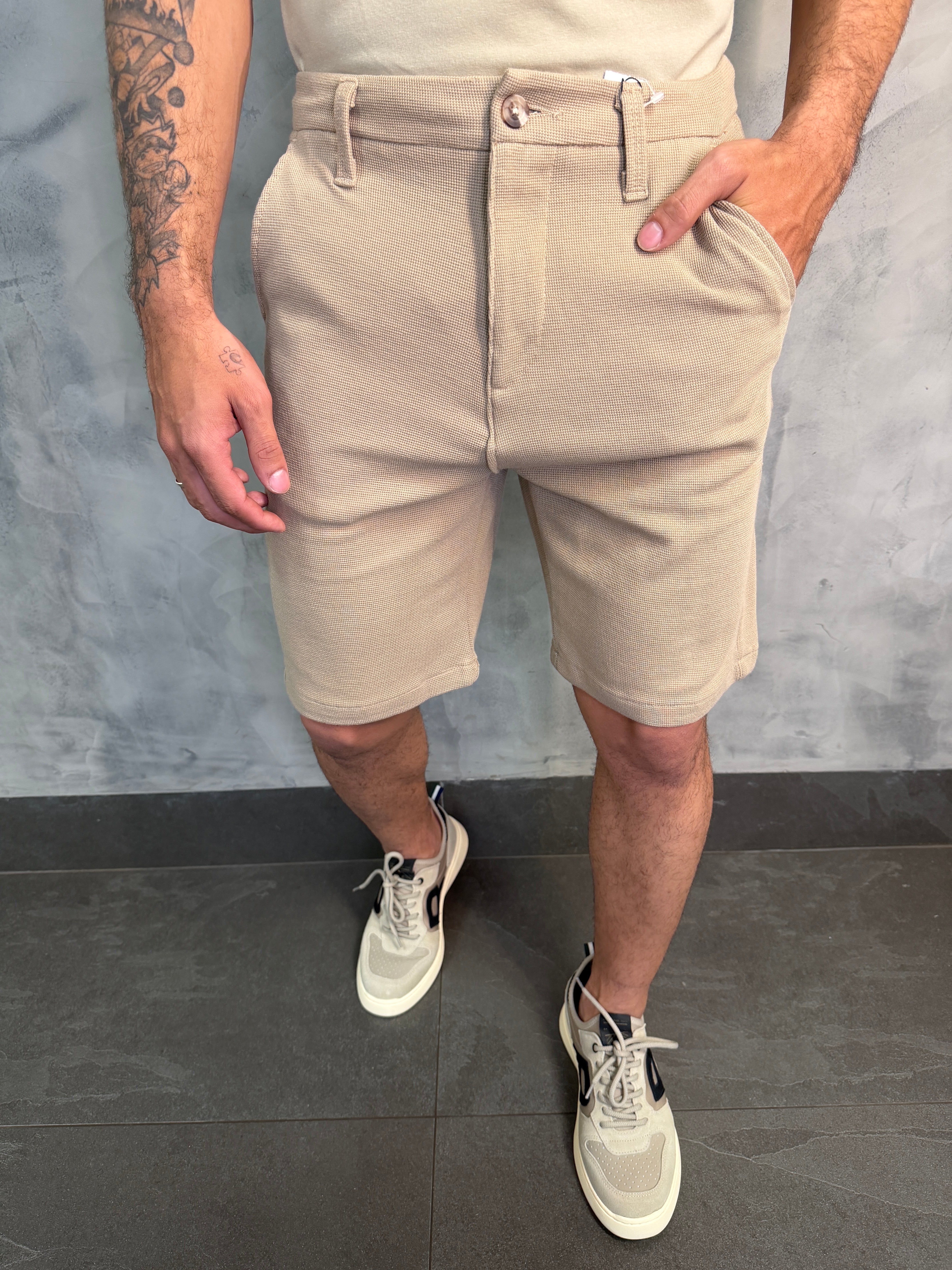 BERMUDA ALF. MALHA MAQUINETADA PONTO H KHAKI