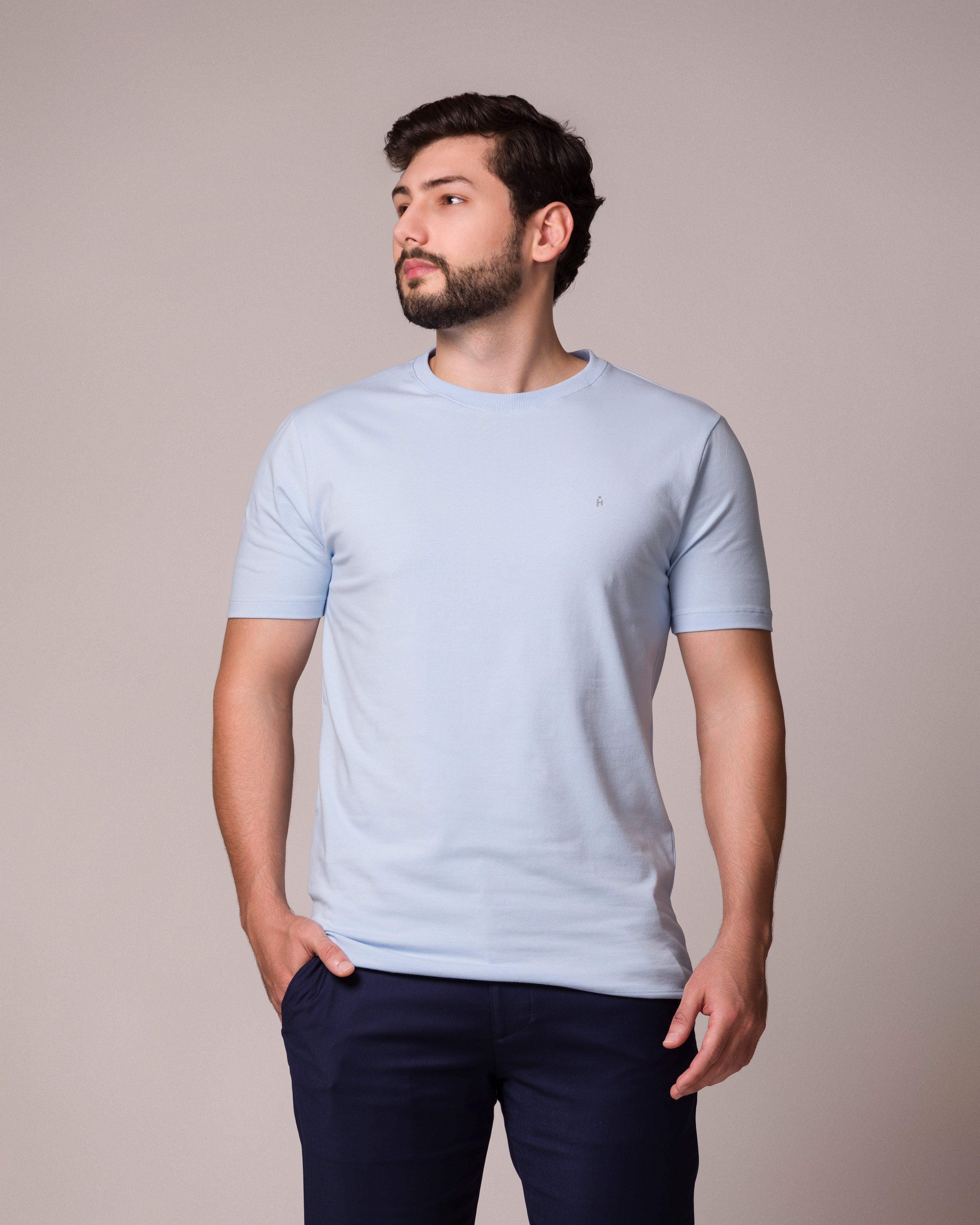 CAMISETA BÁSICA PONTO H AZUL BB