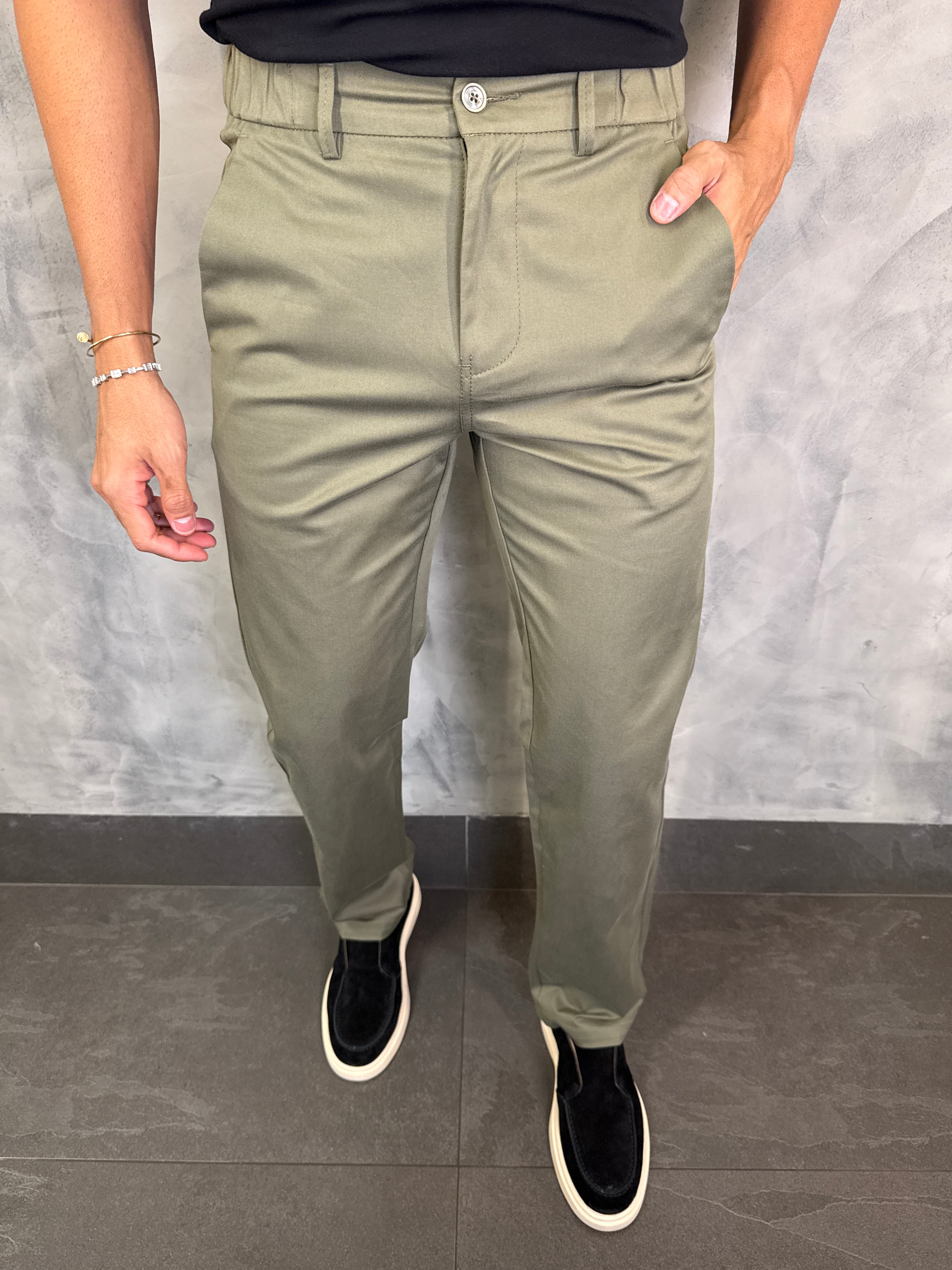 CALÇA SARJA CASUAL STRETCHC CINTURA ELÁSTICA PONTO H