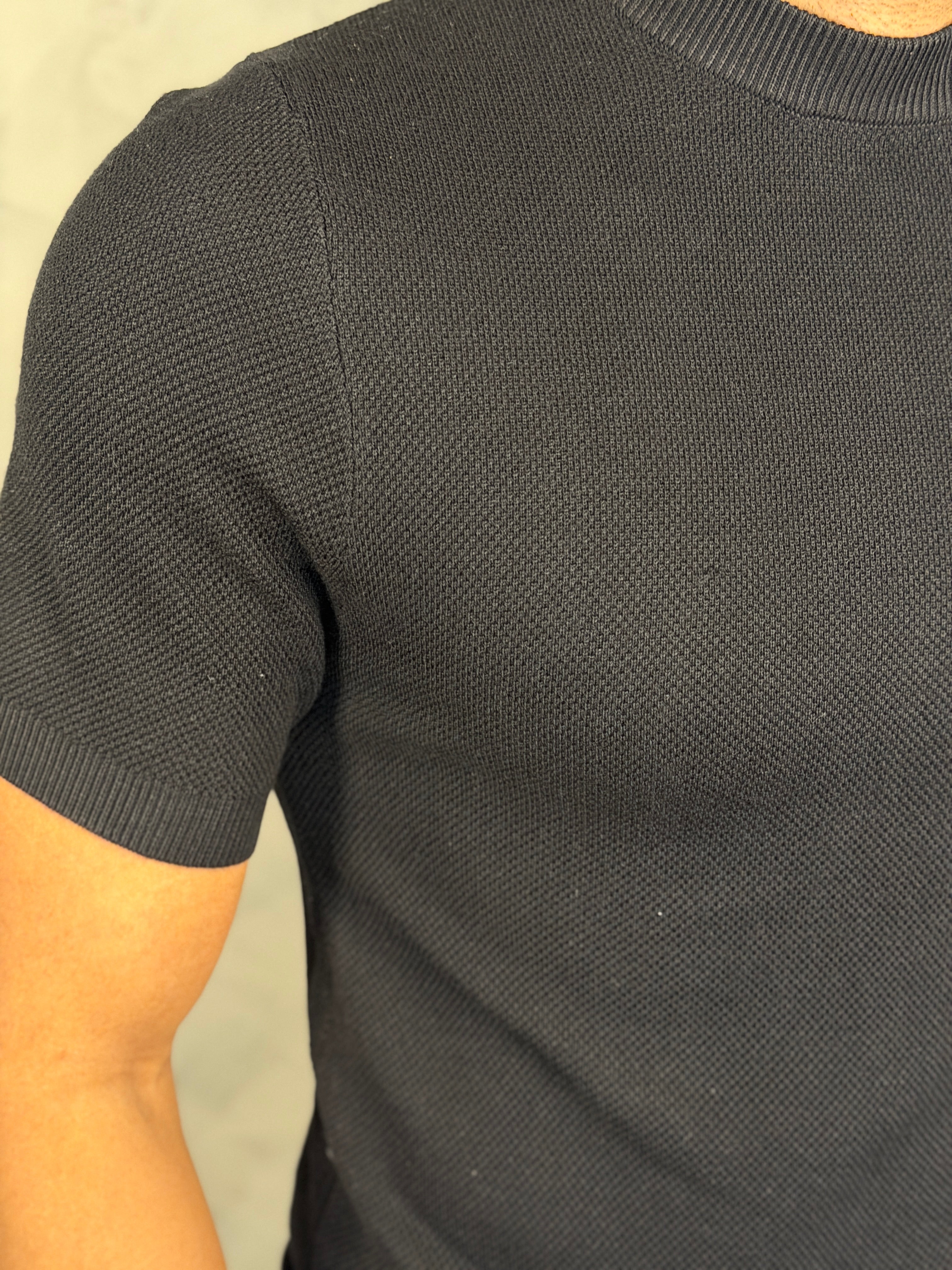 CAMISETA TRICOT GOLA MÉDIA PONTO H