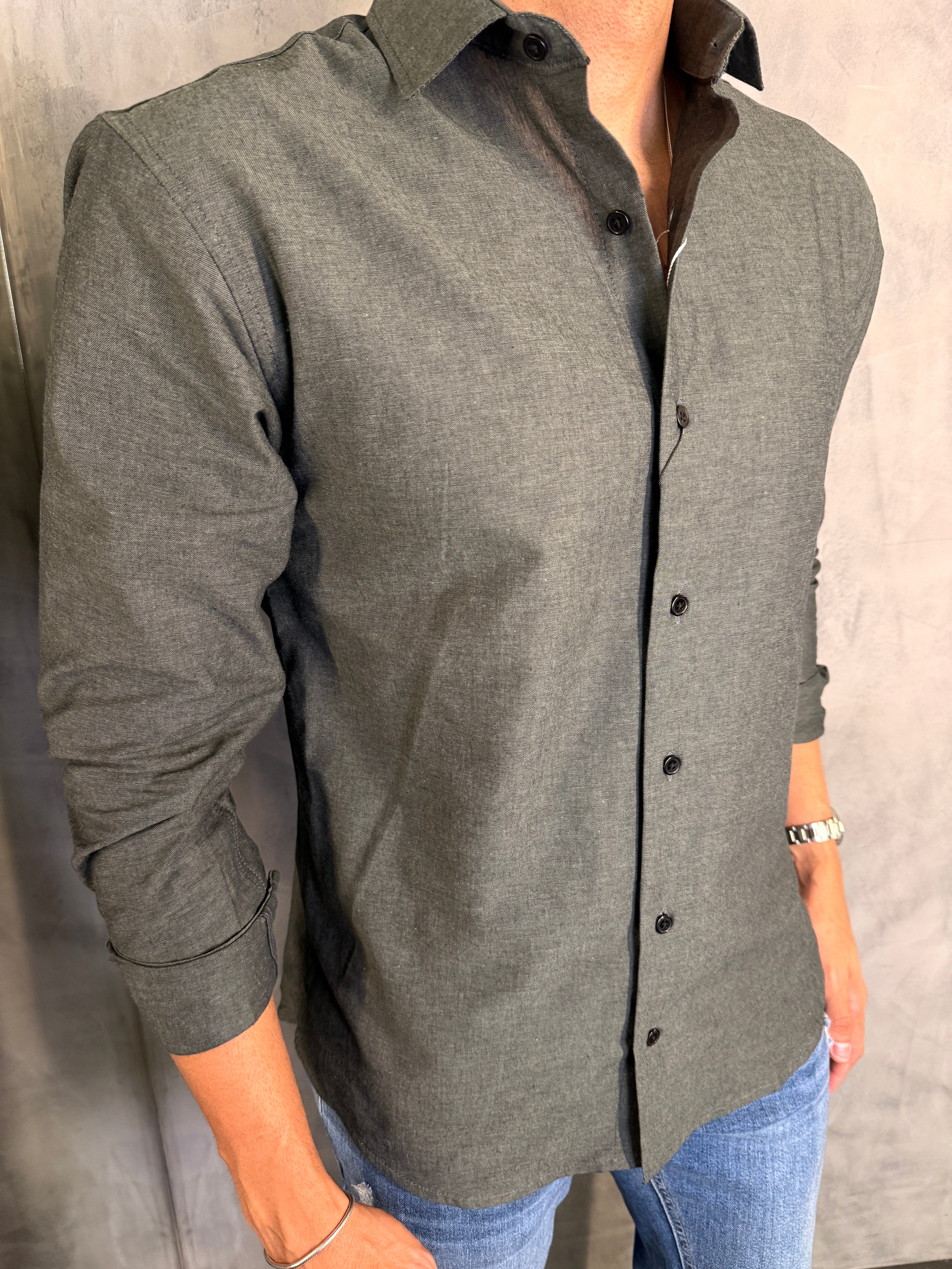 CAMISA M/L SLIM MAQUINETADA PONTO H