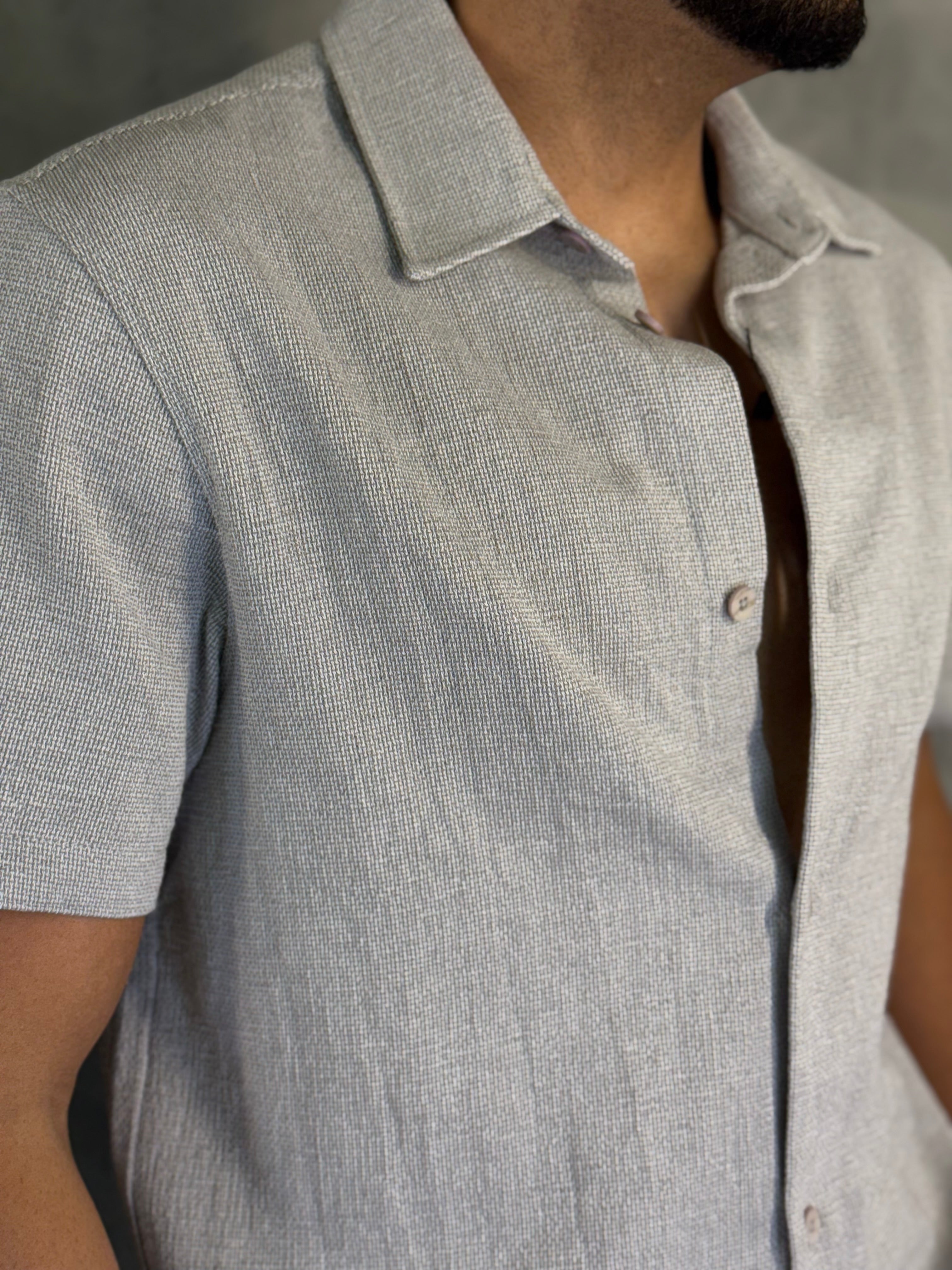 CAMISA M/C TRICOT PONTO H CINZA
