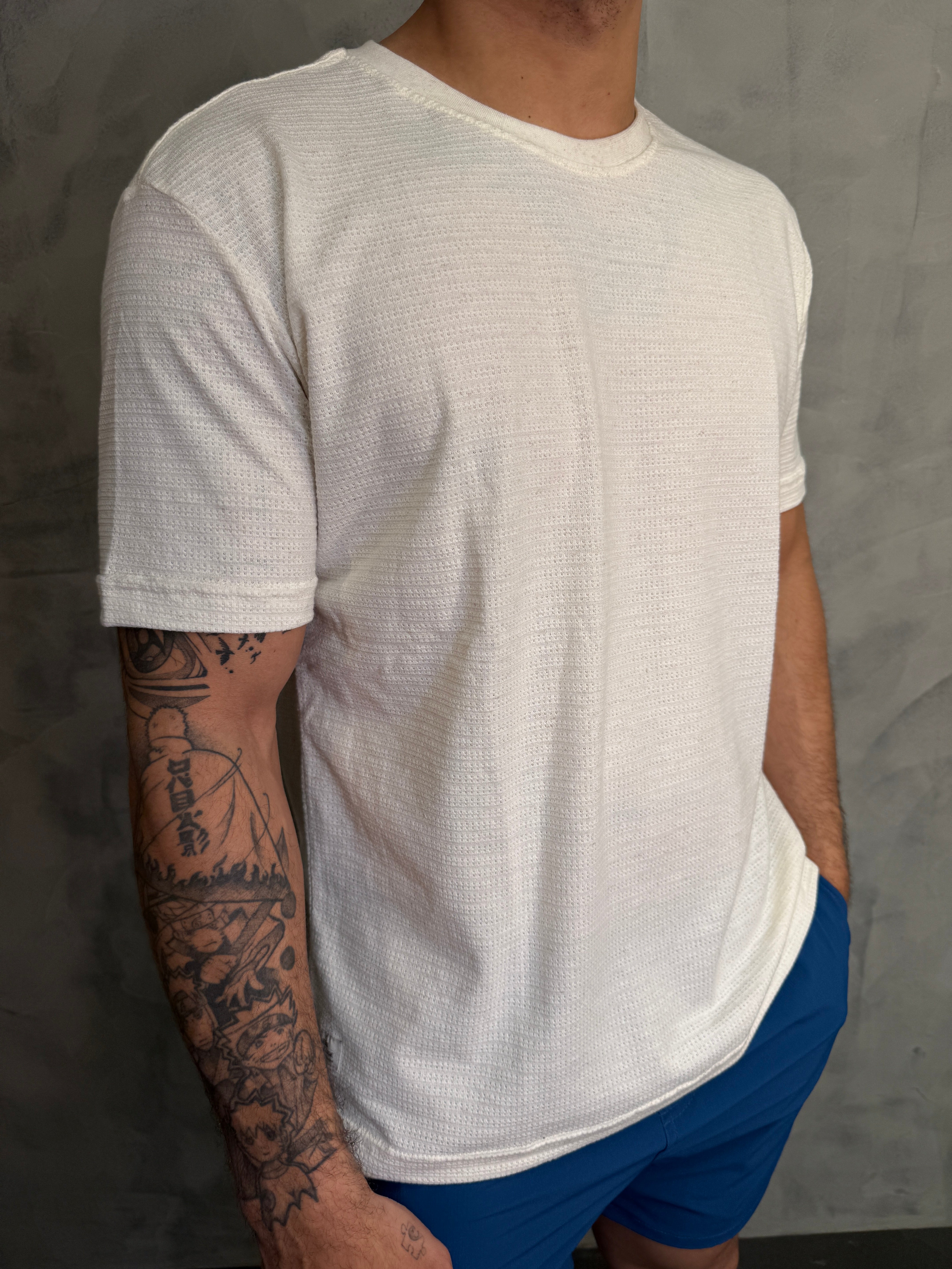 CAMISETA LINHO TEXTURA COMFORT KINGEJOE NATURAL