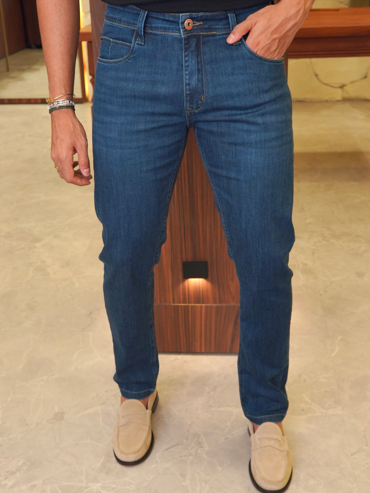CALÇA JEANS URANOS REGULAR JQR AZUL ESCURO