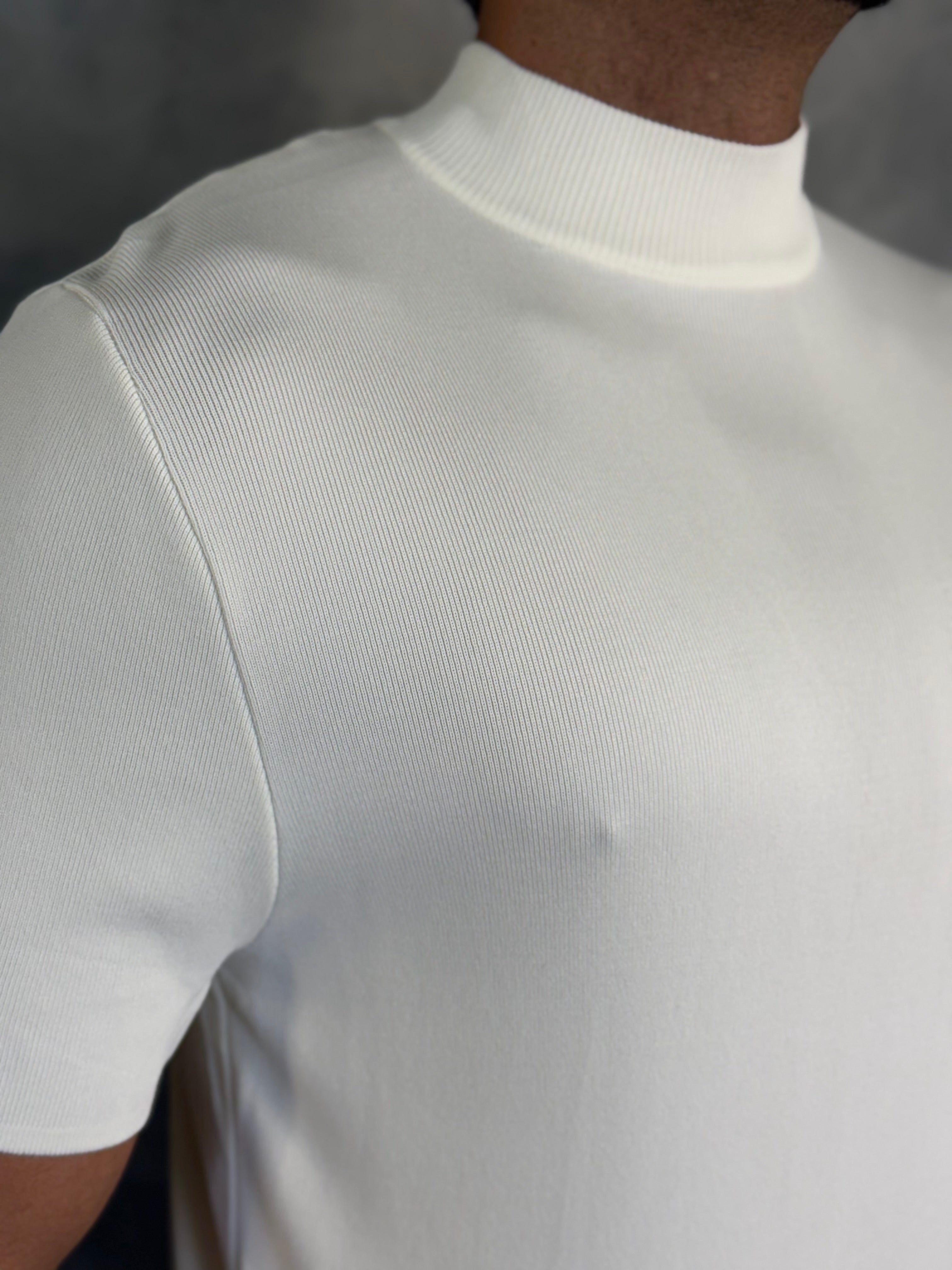 CAMISETA GOLA ALTA TRICOT PONTO H OFF WHITE