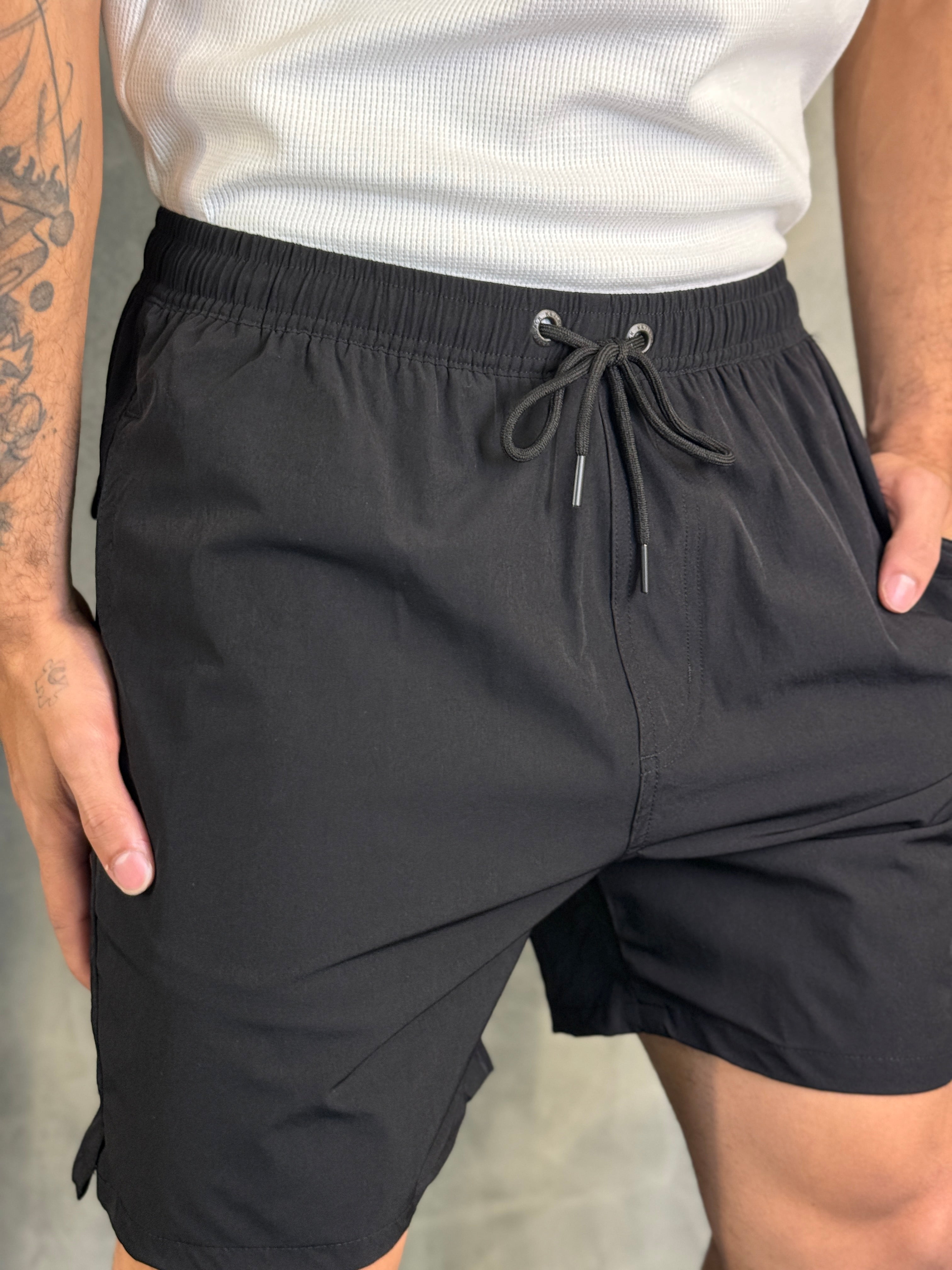 SHORTS NYLON POLIAMIDA FLEX UV50 KINGEJOE PRETO