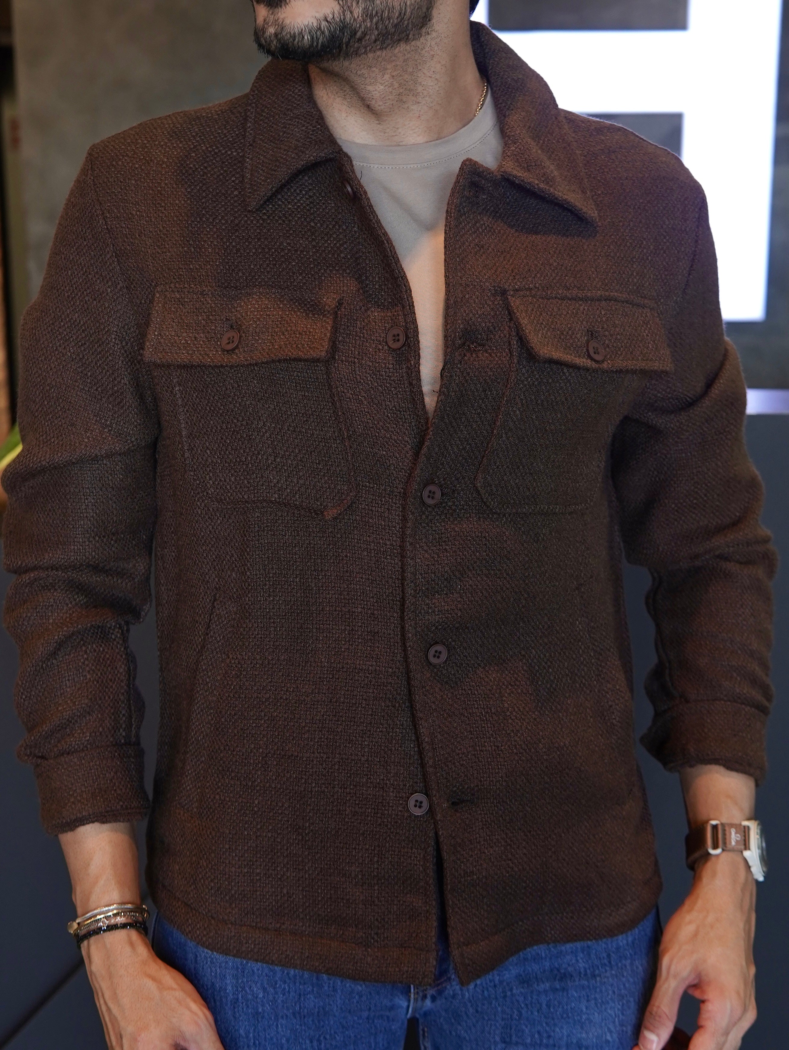 CAMISA M/L OVERSHIRT TRICOT PONTO H